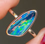 SAKURA | Australian Coober Pedy Opal Doublet Ring / solid 925 silver / adjustable sizing