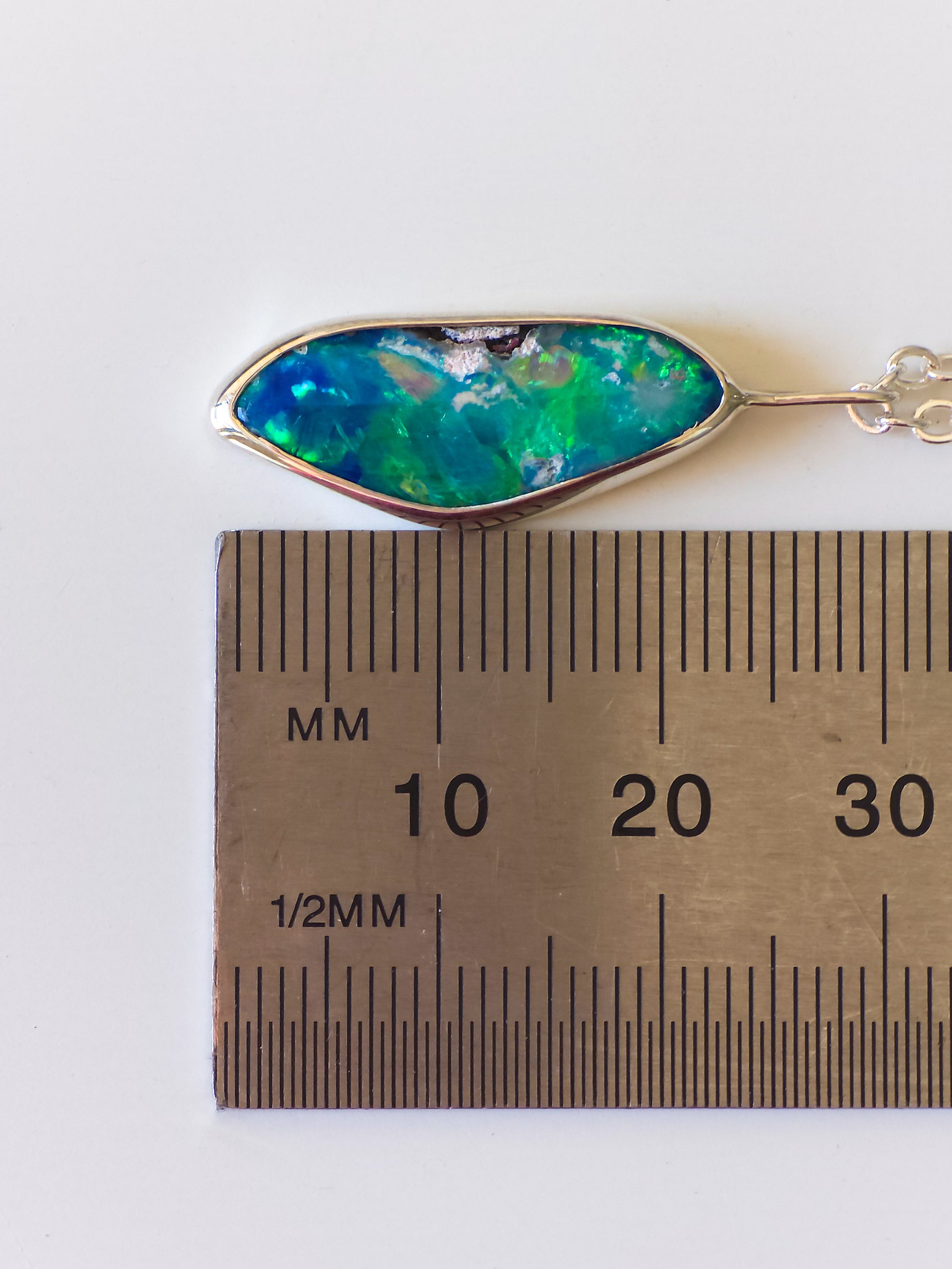 SPRING | Coober Pedy opal doublet necklace / 925 silver charm pendant