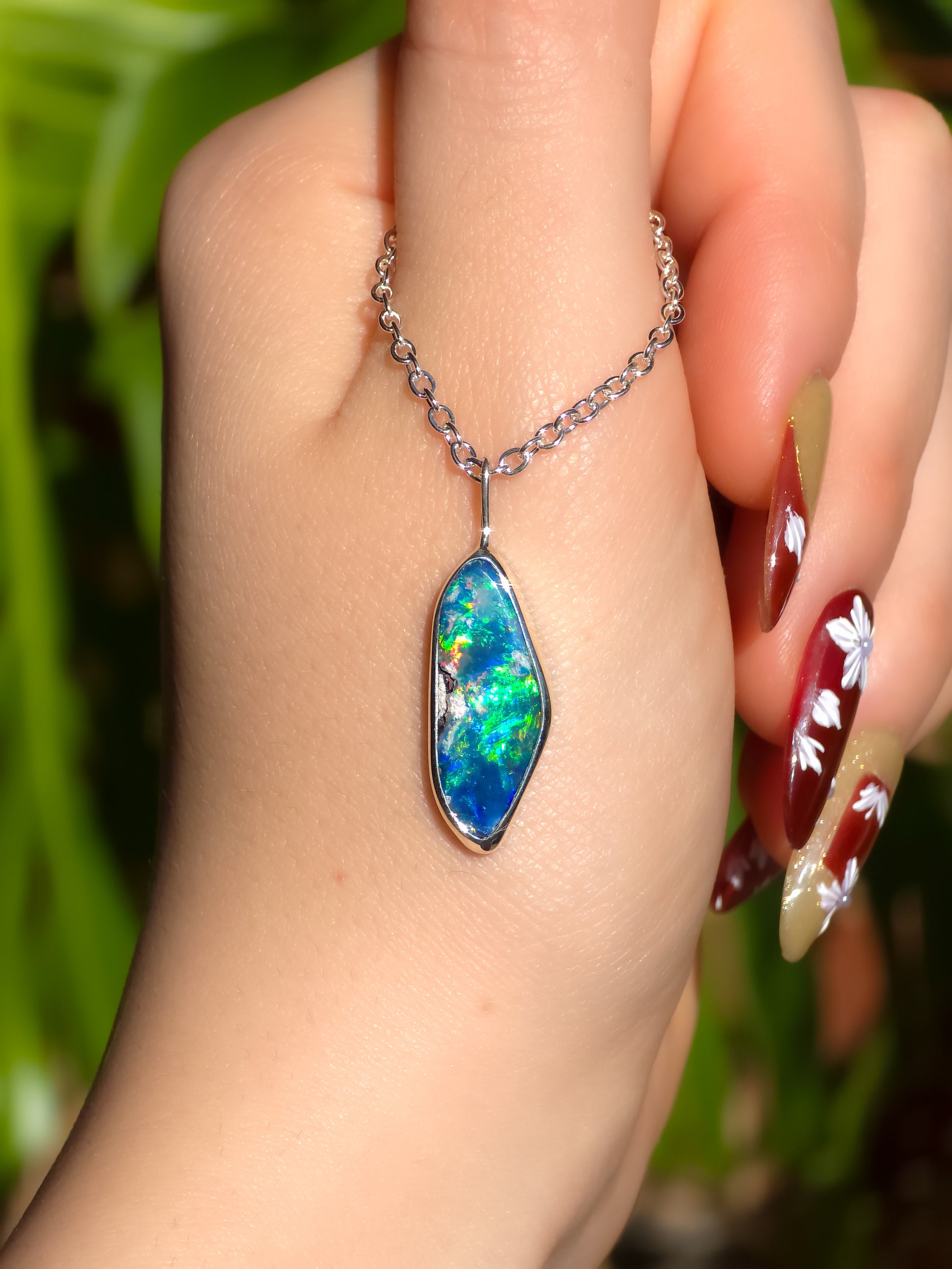 SPRING | Coober Pedy opal doublet necklace / 925 silver charm pendant