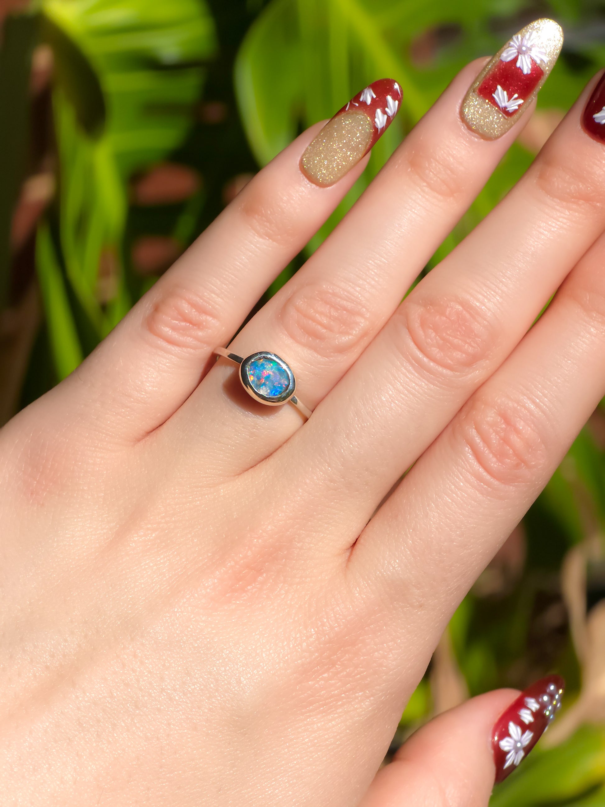 LILY | Coober Pedy Opal Doublet Ring / 925 silver / adjustable size / pink opal