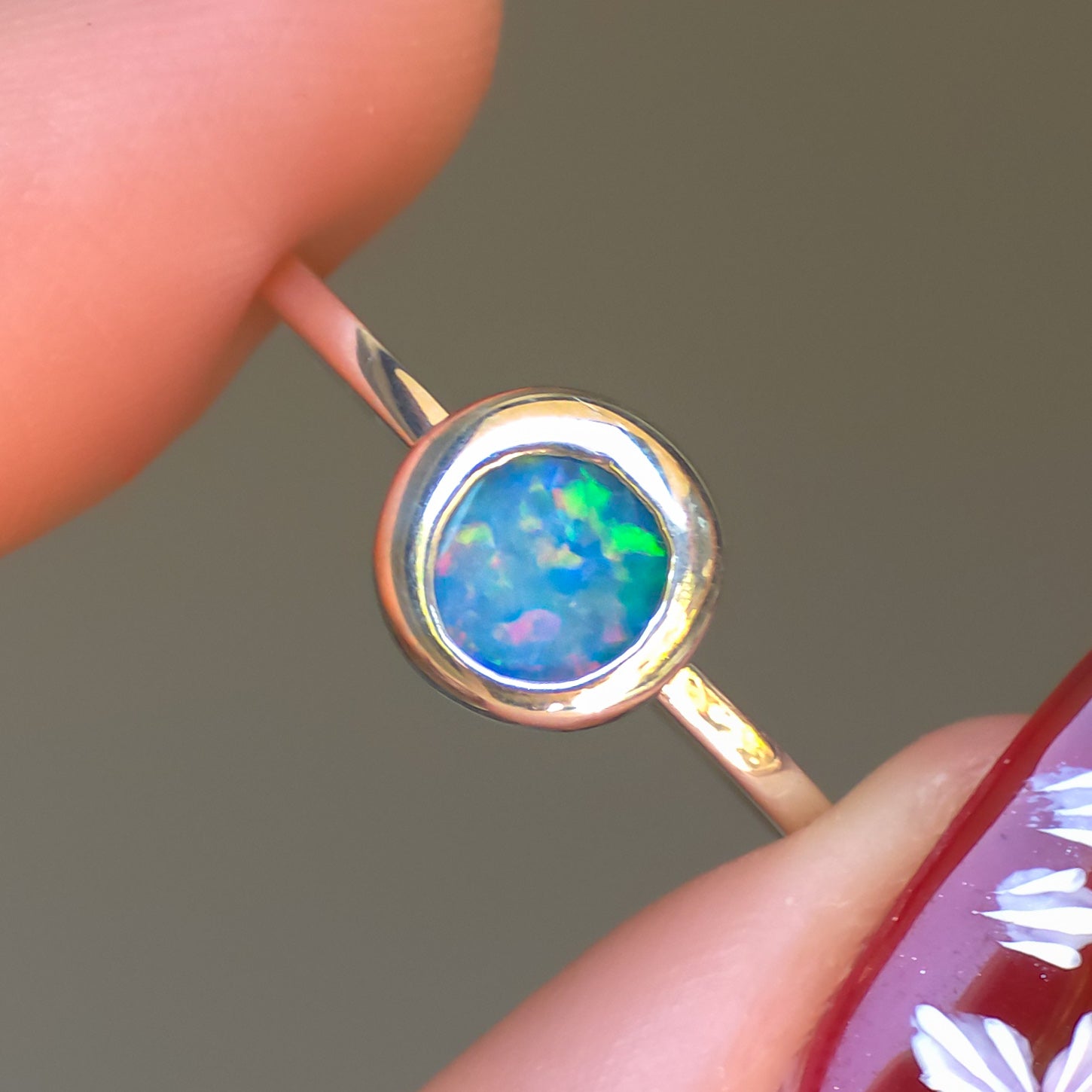 UNVEIL | Coober Pedy Opal Doublet Ring / 925 silver / Dainty ring