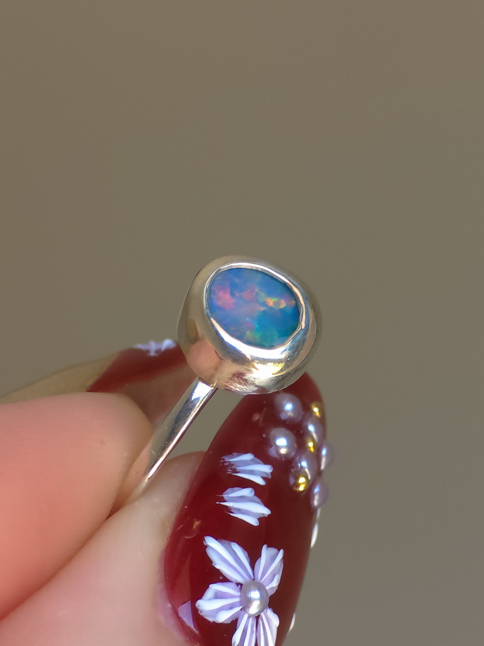 UNVEIL | Coober Pedy Opal Doublet Ring / 925 silver / Dainty ring