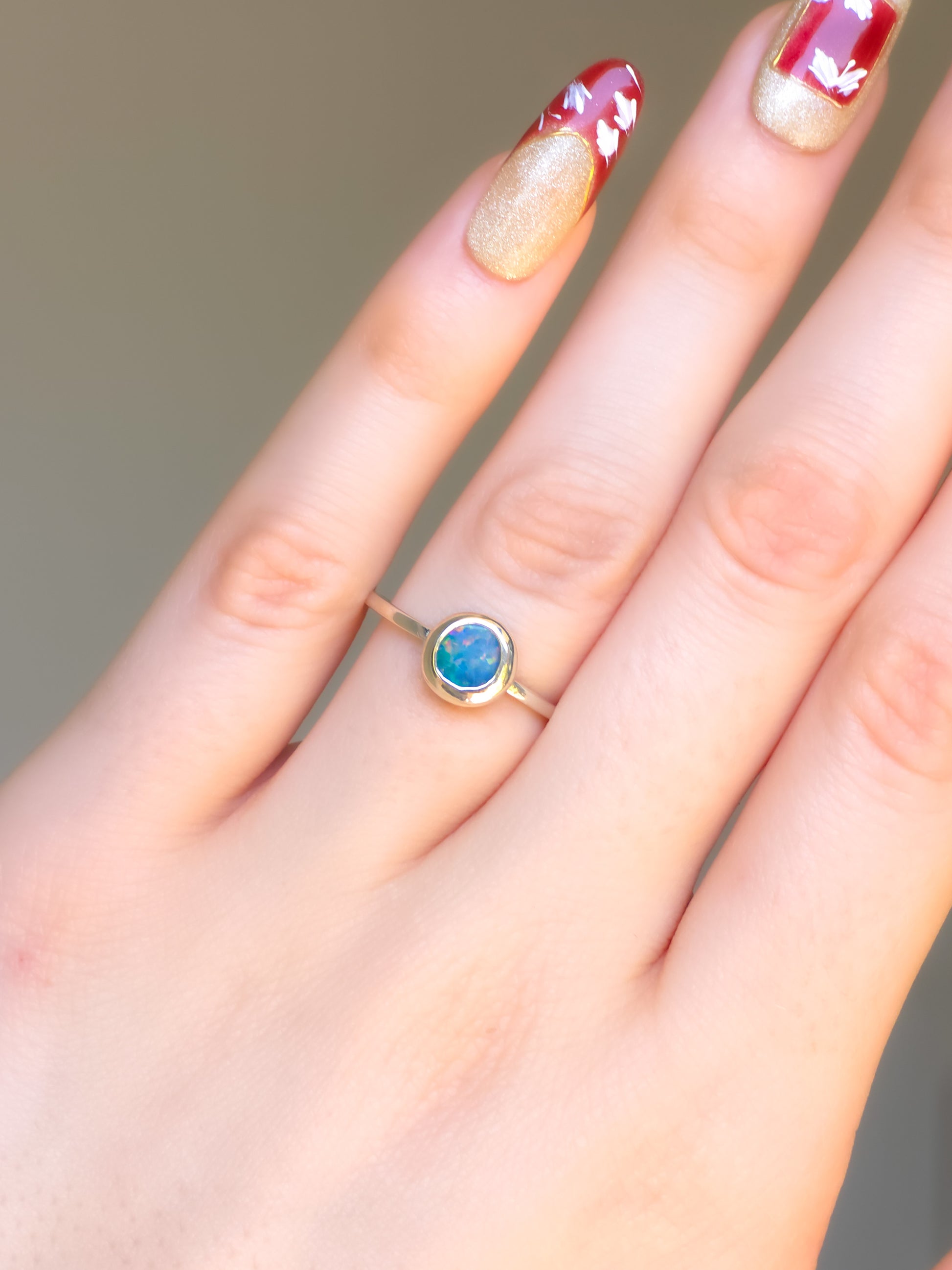 UNVEIL | Coober Pedy Opal Doublet Ring / 925 silver / Dainty ring