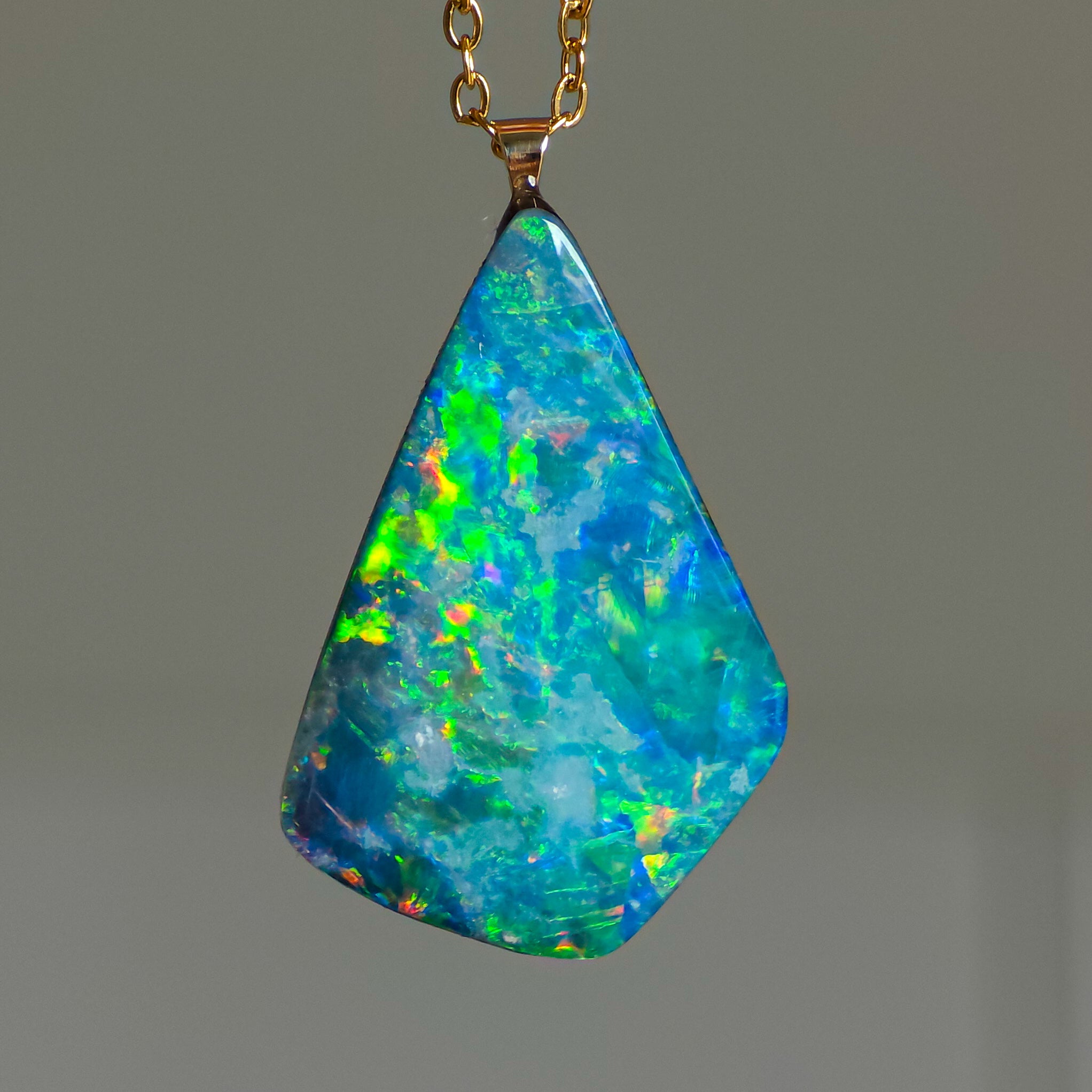 FOREST | Coober Pedy Opal Necklace, 14K Gold Bail, Australian Opal Doublet