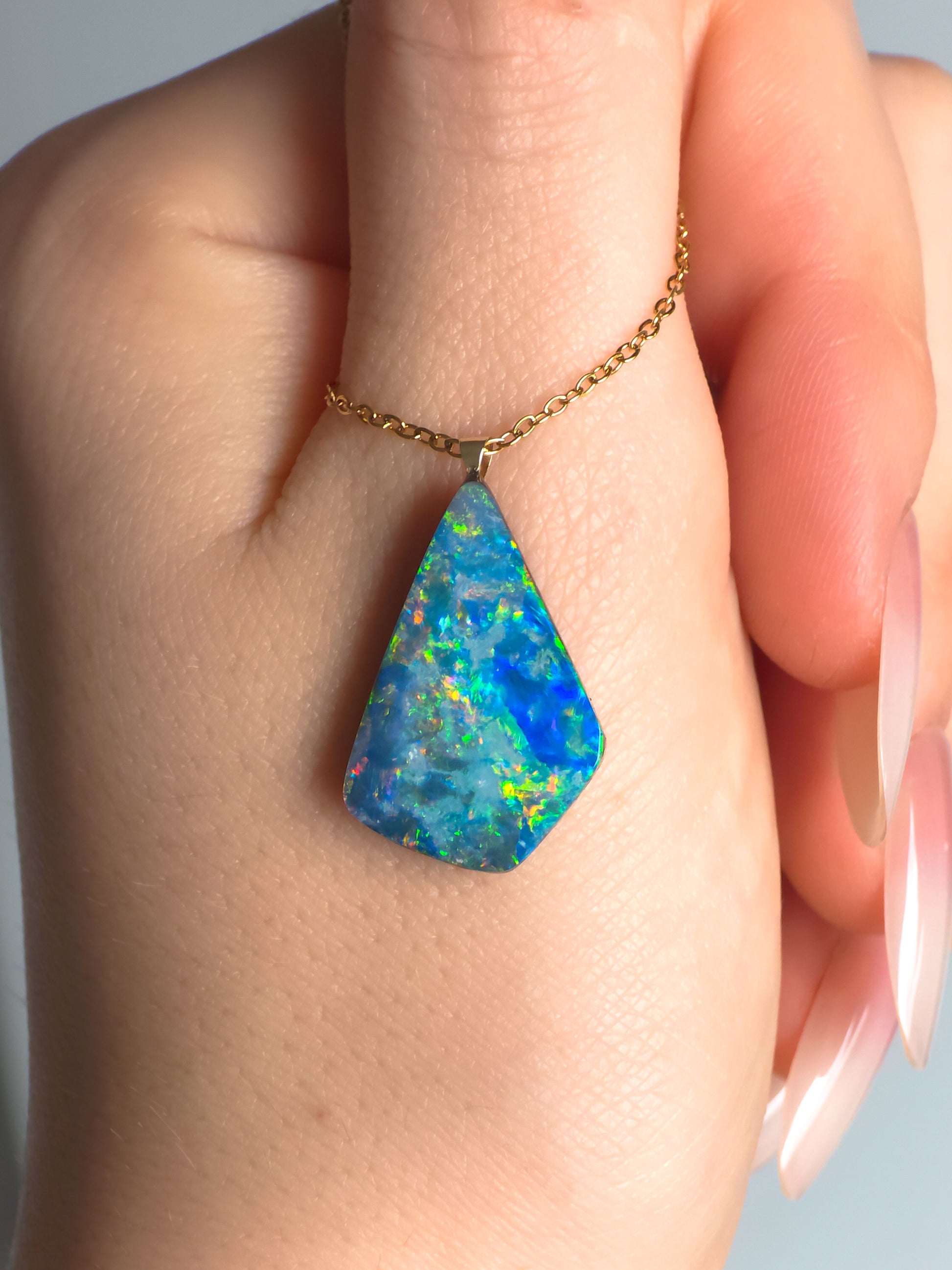 FOREST | Coober Pedy Opal Necklace, 14K Gold Bail, Australian Opal Doublet