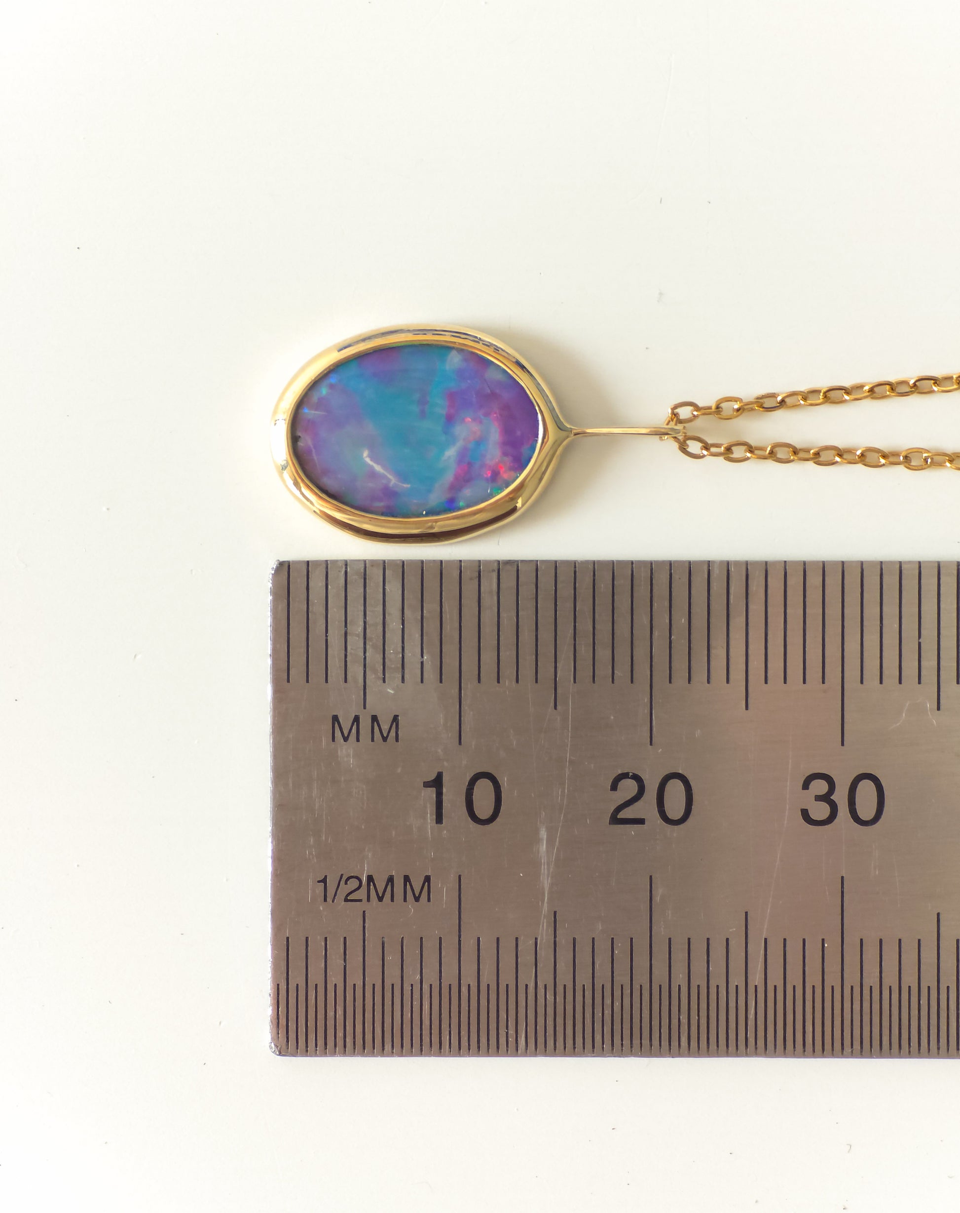 PLUM BLOSSOM | 14K Gold Coober Pedy opal doublet necklace/ pink crystal opal/ minimalist jewelry