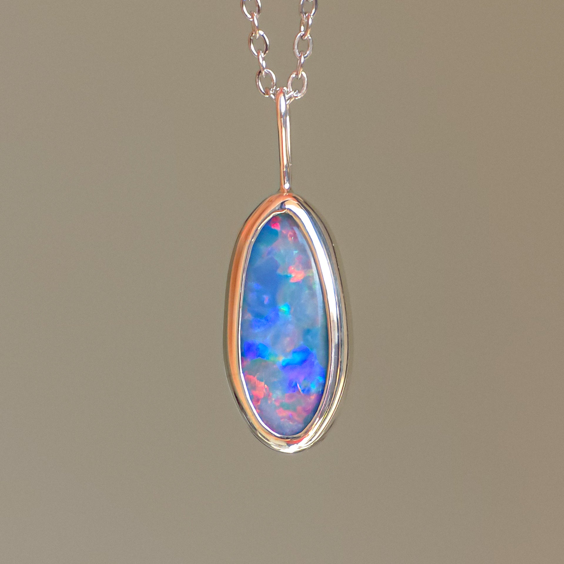 MINA | Australian Coober Pedy Opal Doublet Pendant / 925 Silver