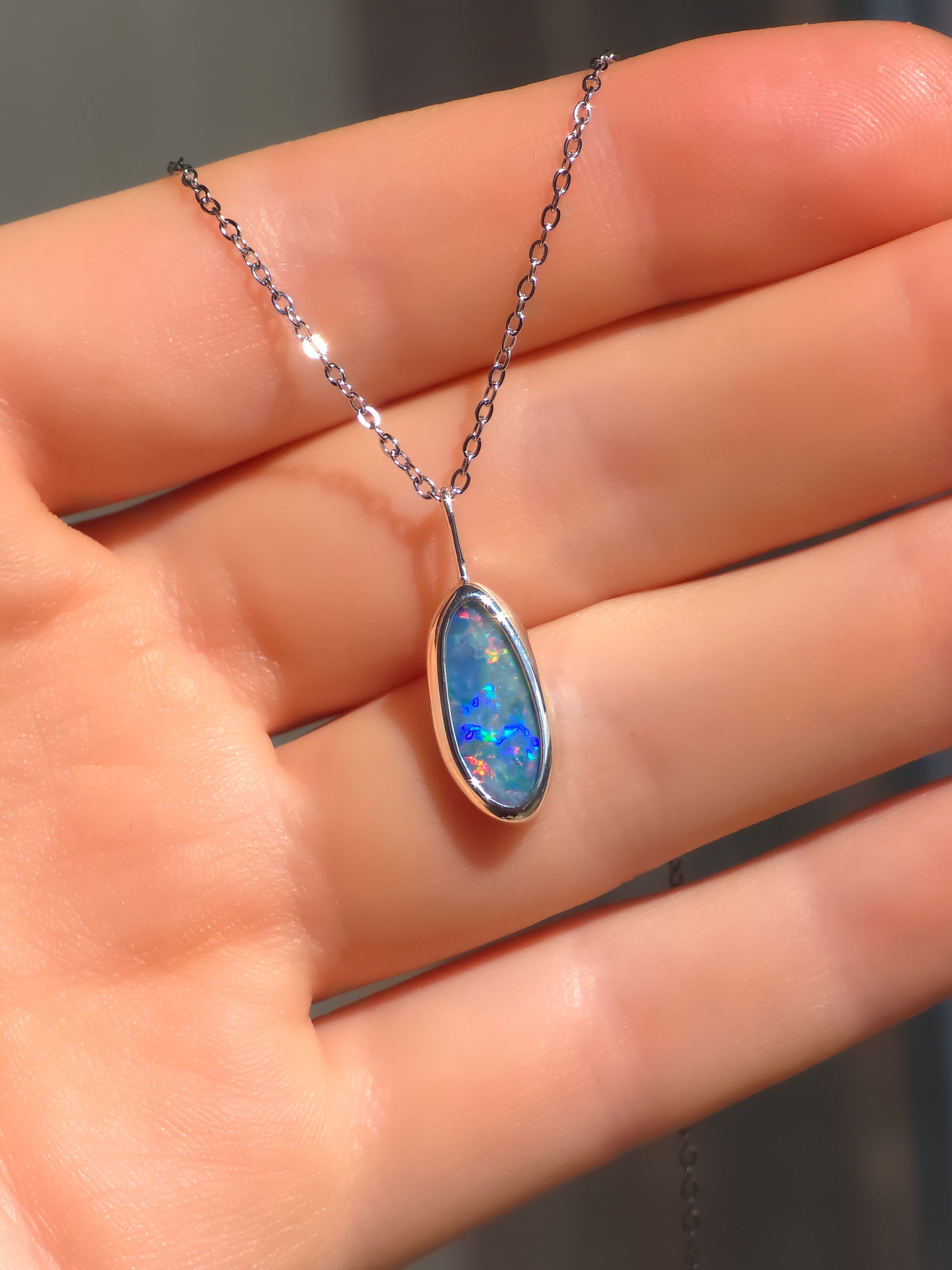 MINA | Australian Coober Pedy Opal Doublet Pendant / 925 Silver