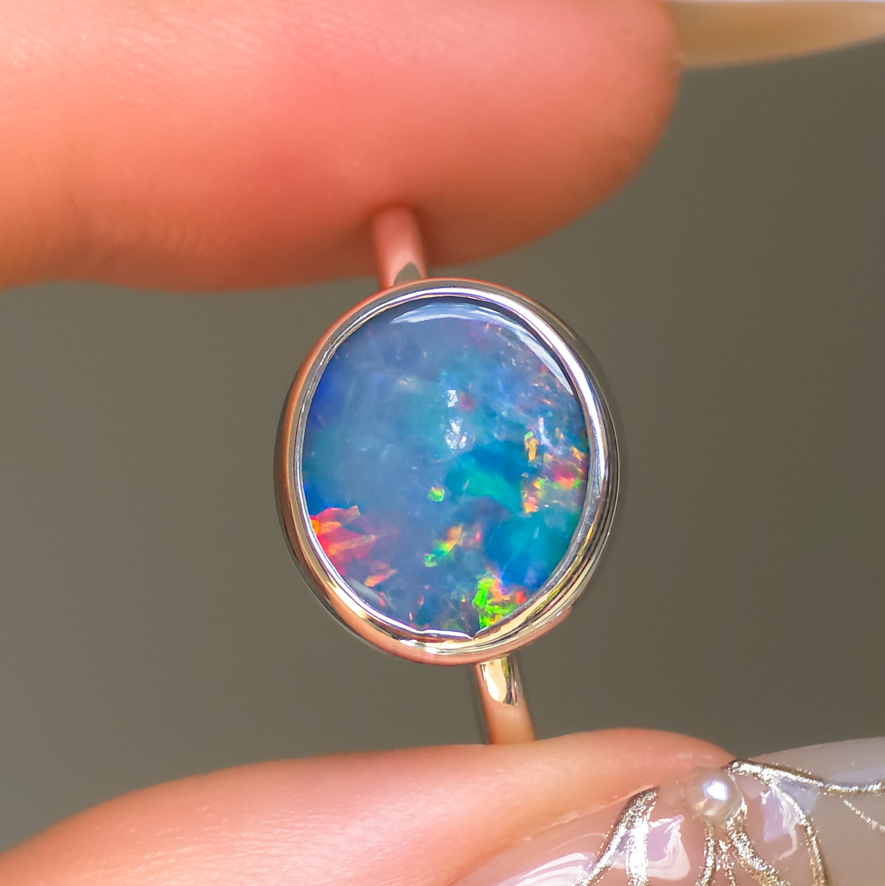 OCEANO | Australian Coober Pedy Opal Doublet Ring, 925 Silver Ring