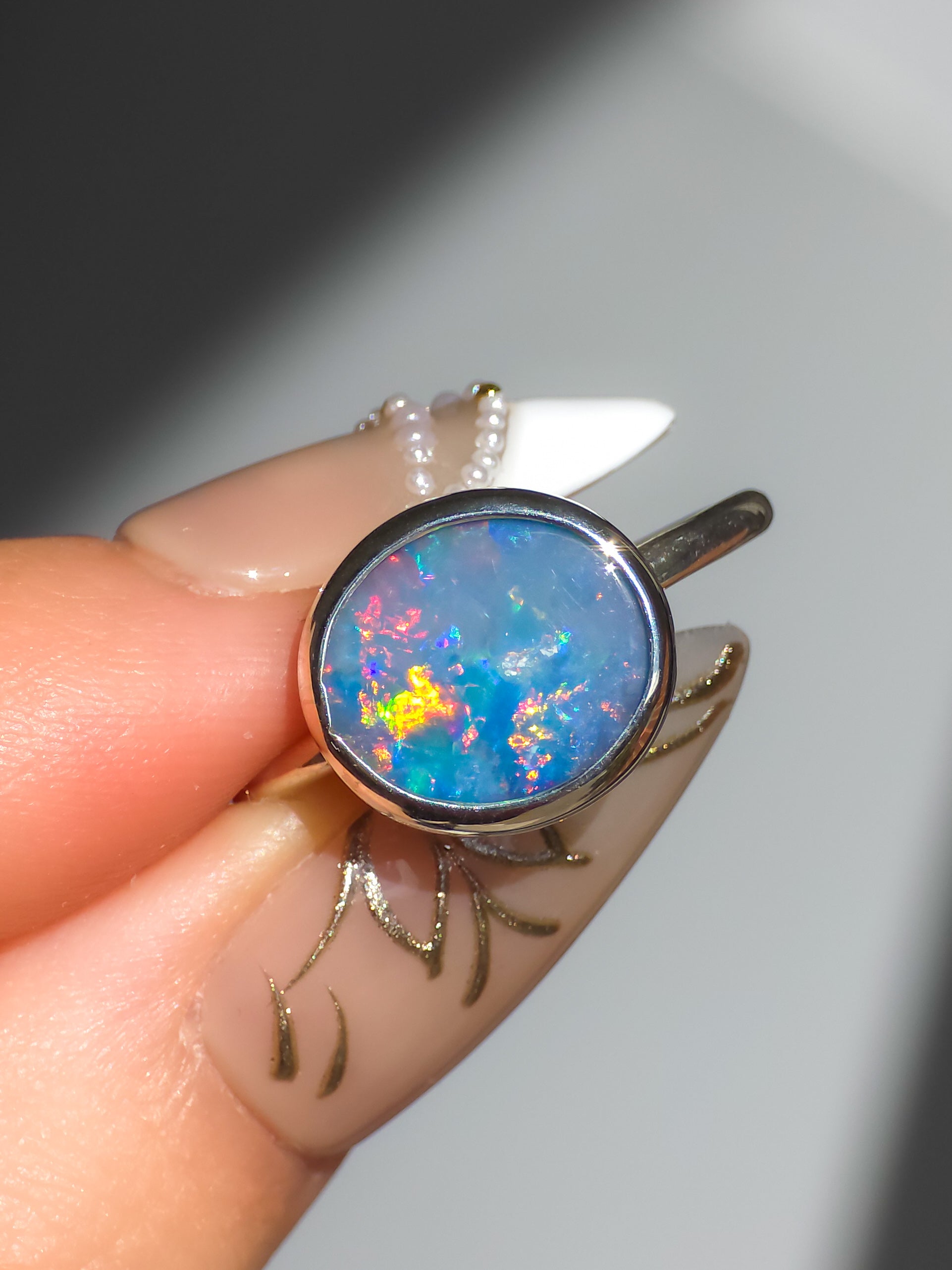 OCEANO | Australian Coober Pedy Opal Doublet Ring, 925 Silver Ring