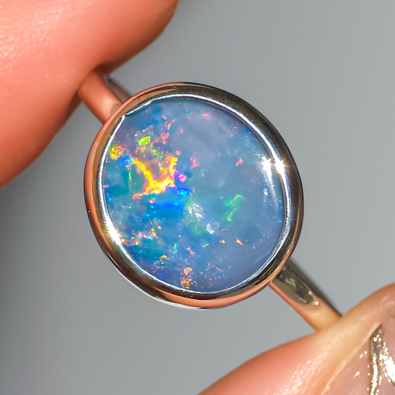 OCEANO | Australian Coober Pedy Opal Doublet Ring, 925 Silver Ring