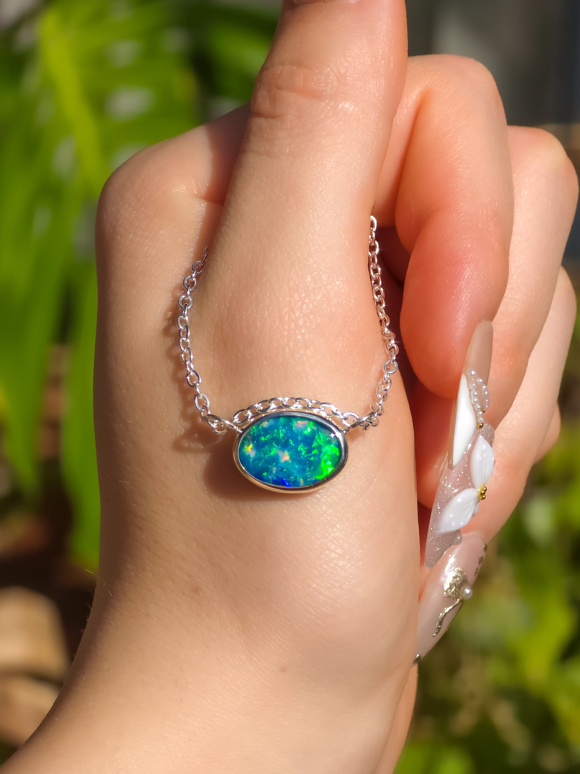 JASMINE | Coober Pedy Opal Doublet Pendant, 925 Silver Minimalist Necklace