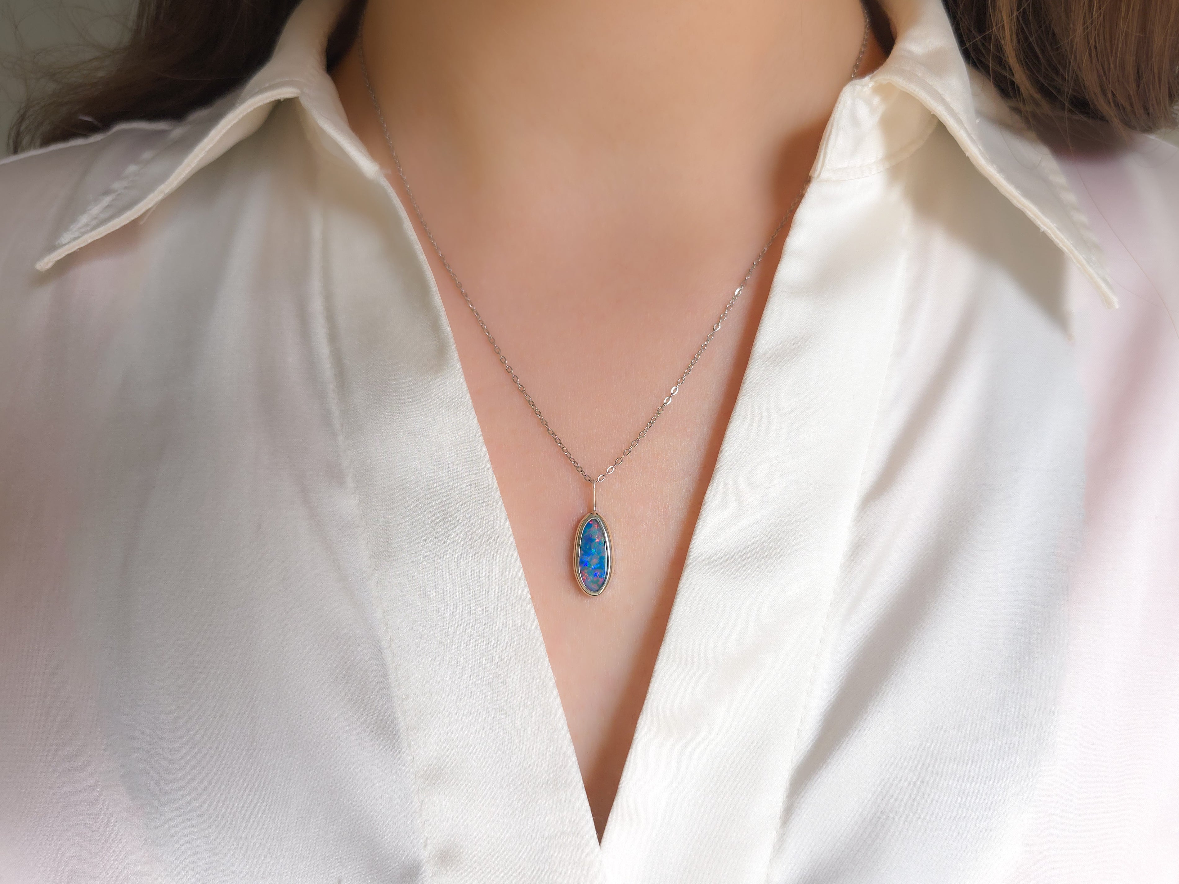 MINA | Australian Coober Pedy Opal Doublet Pendant / 925 Silver