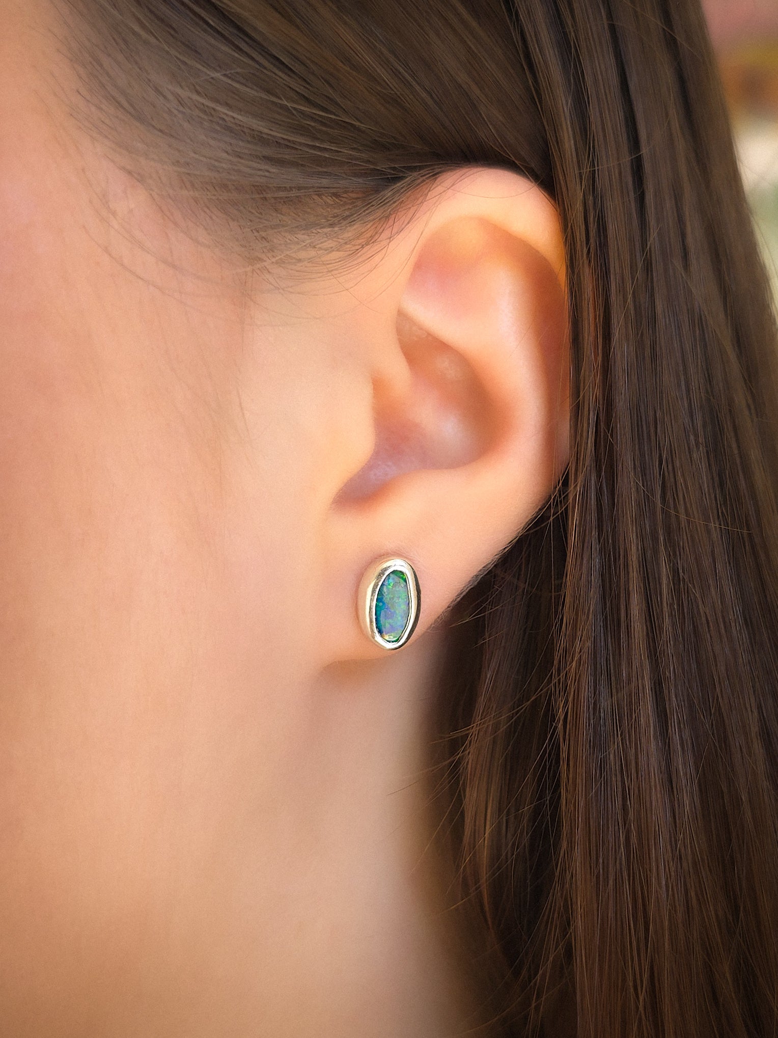 WILLOW | Australian Opal Doublet Earrings, Silver Coober Pedy Opal Studs