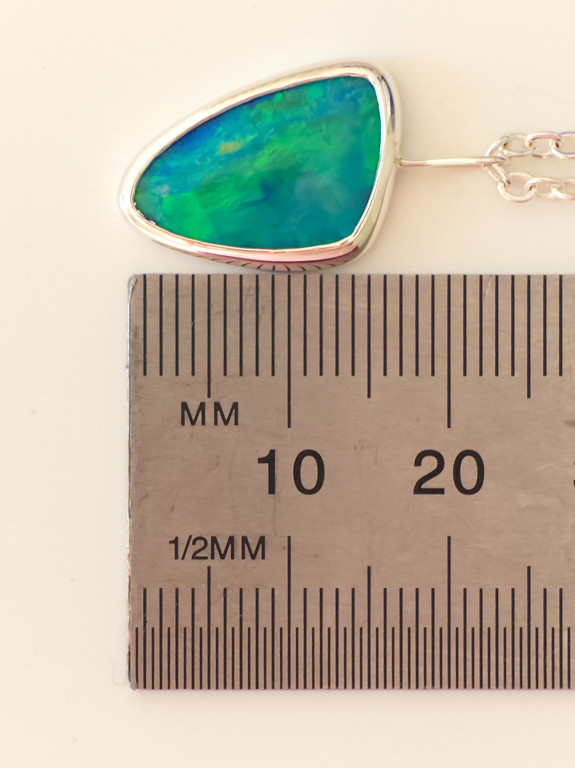 LUMINOUS | Coober Pedy Opal Doublet Pendant, Silver Australian Opal Necklace