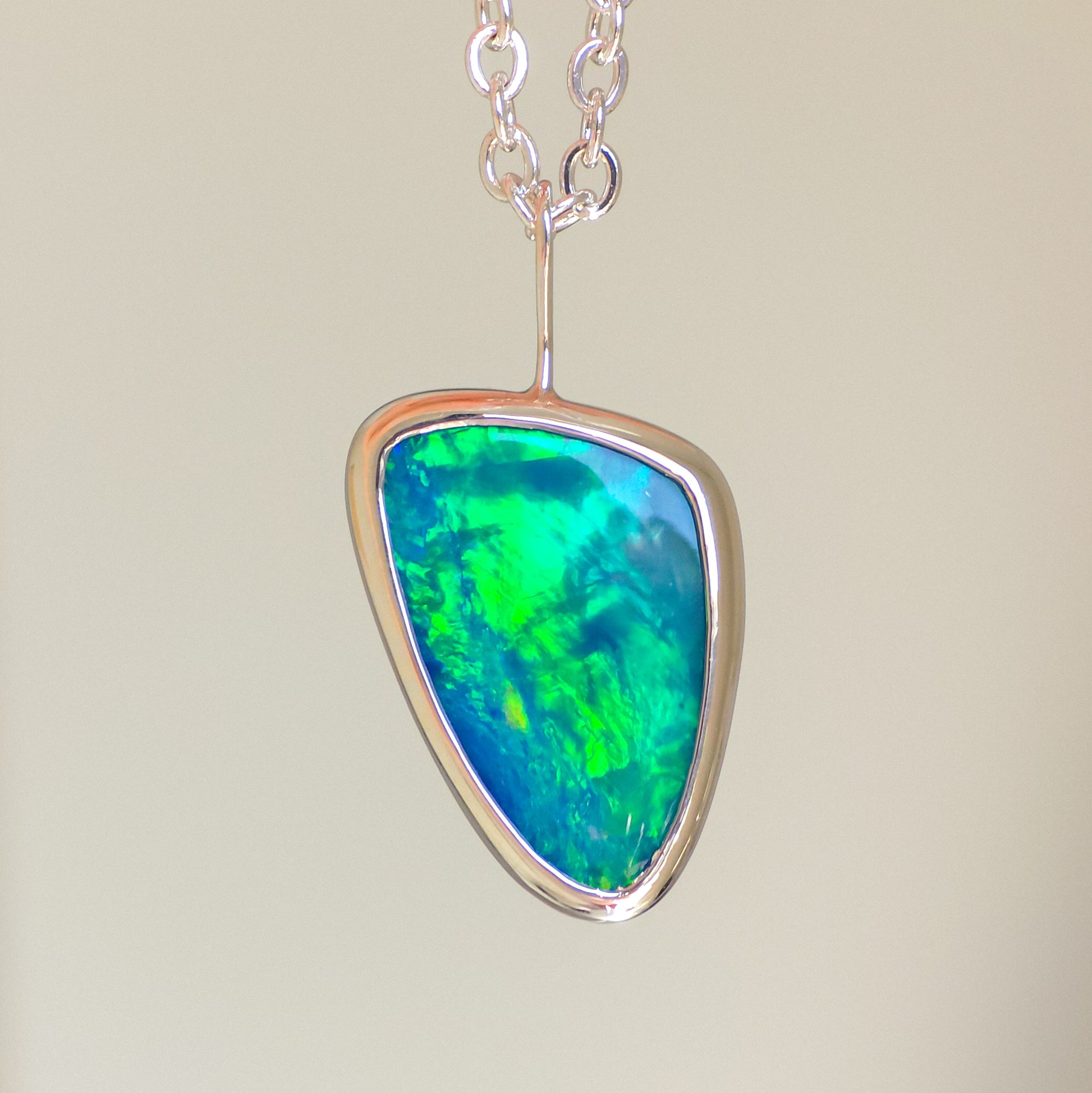 LUMINOUS | Coober Pedy Opal Doublet Pendant, Silver Australian Opal Necklace
