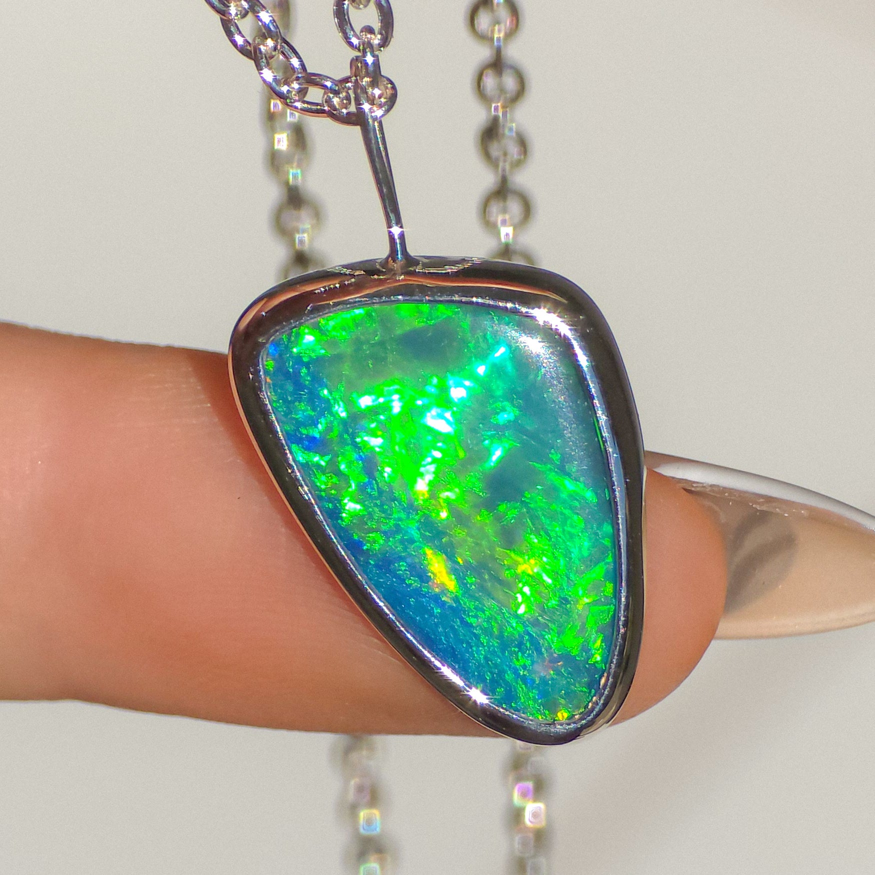 LUMINOUS | Coober Pedy Opal Doublet Pendant, Silver Australian Opal Necklace