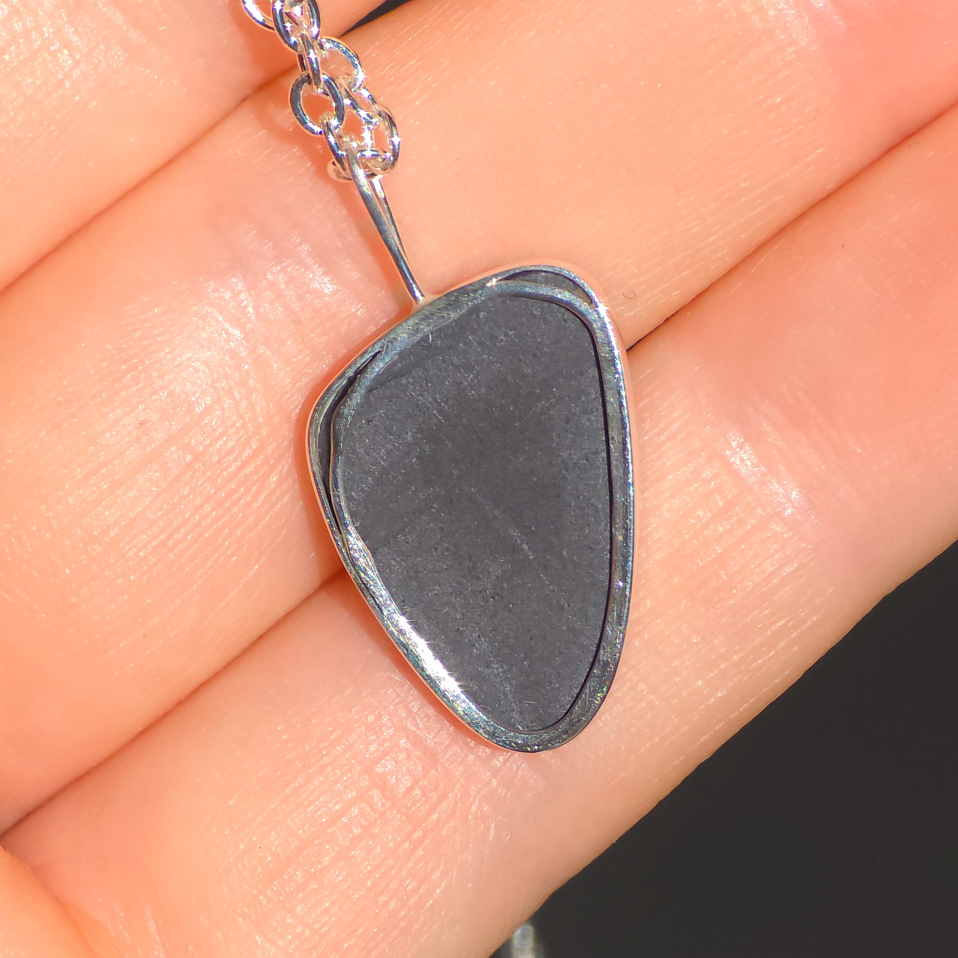 LUMINOUS | Coober Pedy Opal Doublet Pendant, Silver Australian Opal Necklace