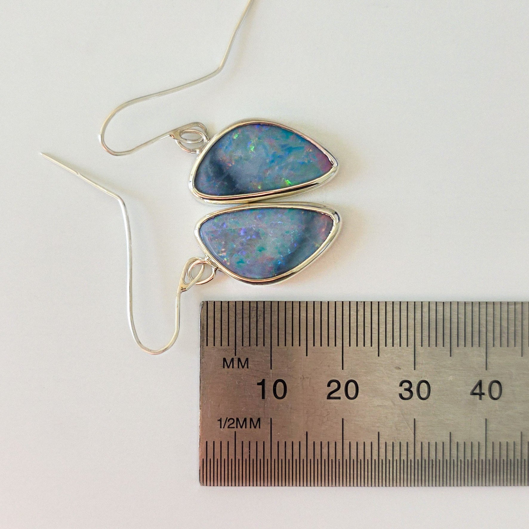 PEONY | Coober Pedy Opal Doublet Hook Earrings / Solid 925 Silver Bezel