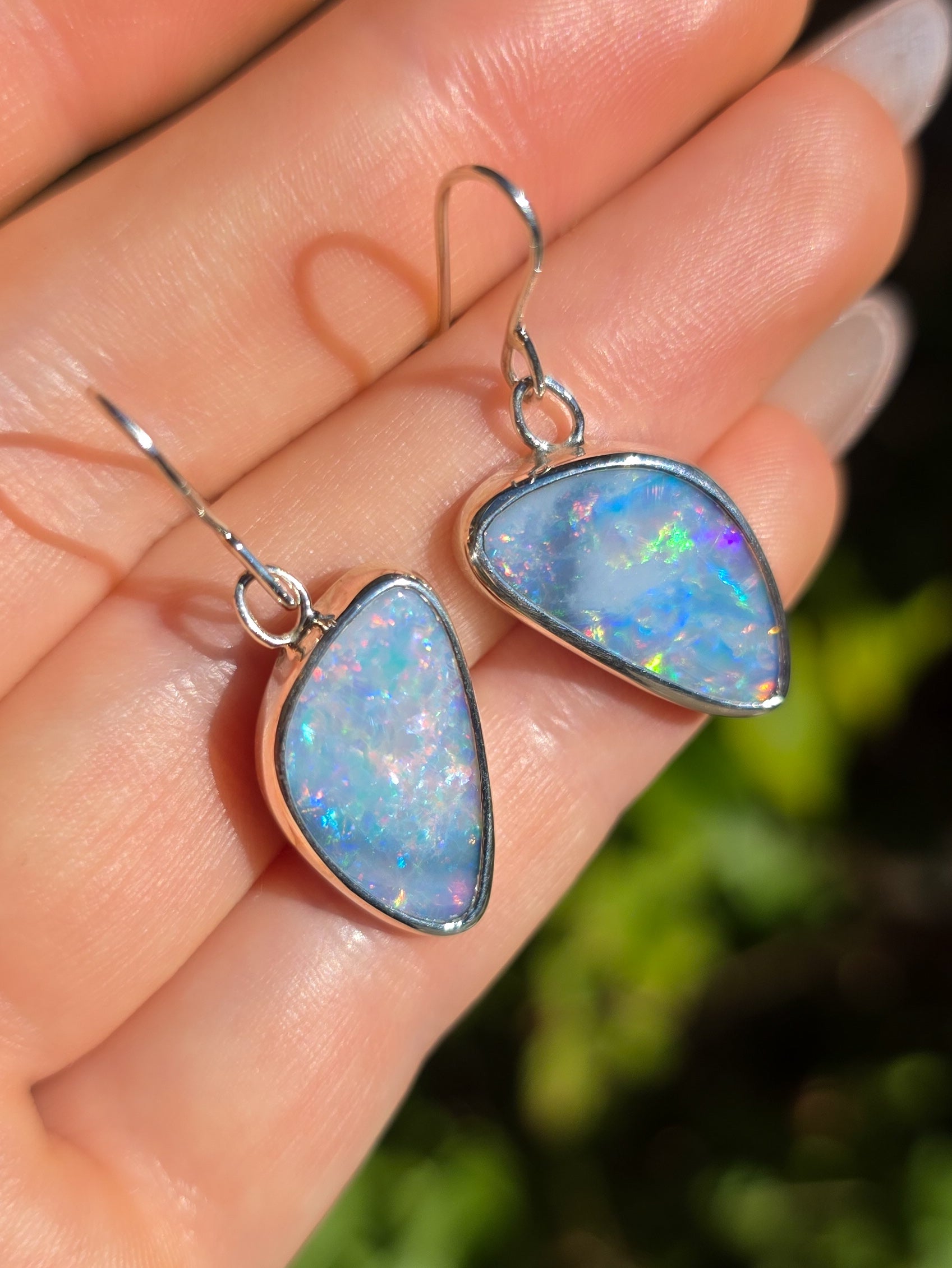 PEONY | Coober Pedy Opal Doublet Hook Earrings / Solid 925 Silver Bezel