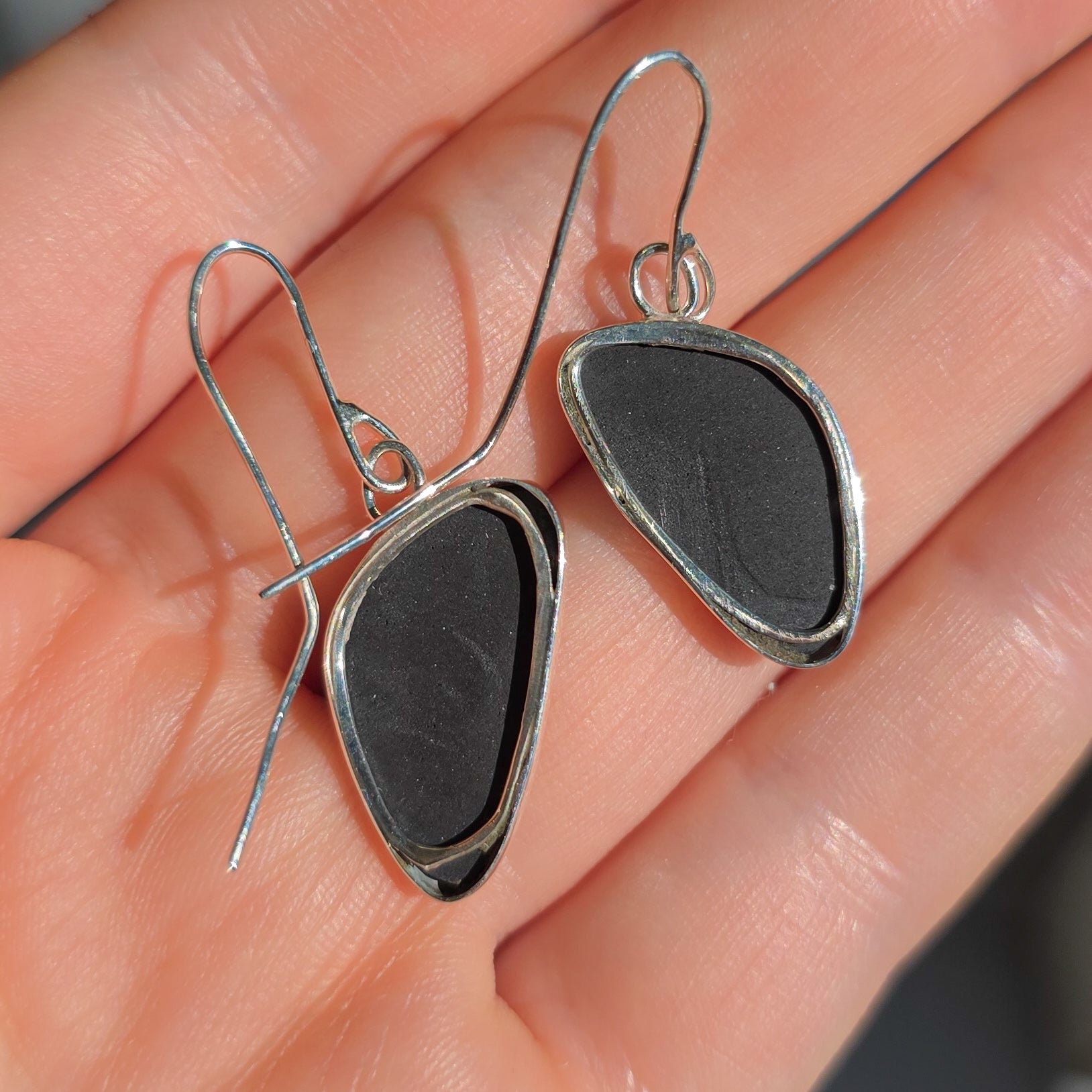 PEONY | Coober Pedy Opal Doublet Hook Earrings / Solid 925 Silver Bezel