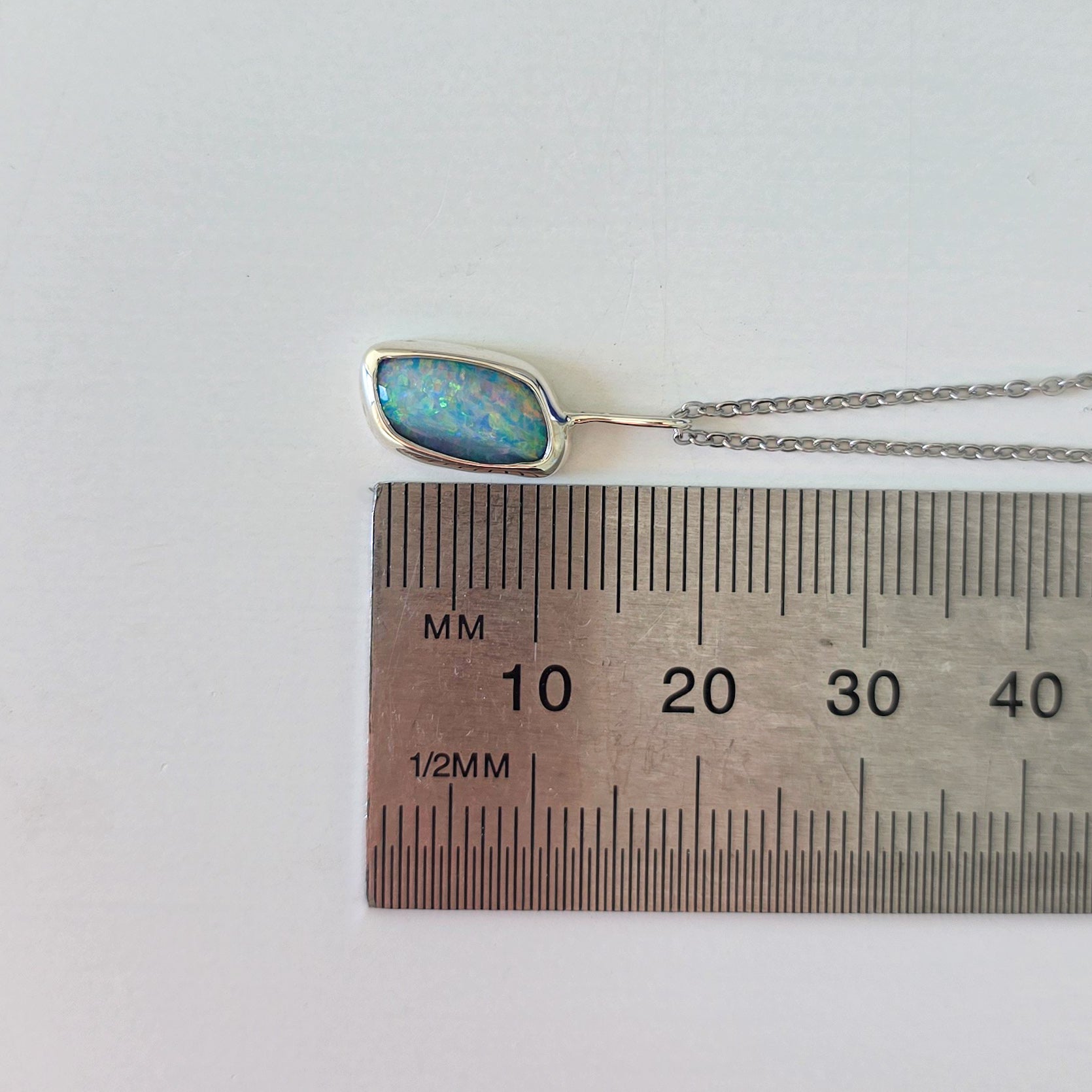 ROSETTE | Pink Coober Pedy Opal Doublet Pendant, Silver Australian Opal Necklace