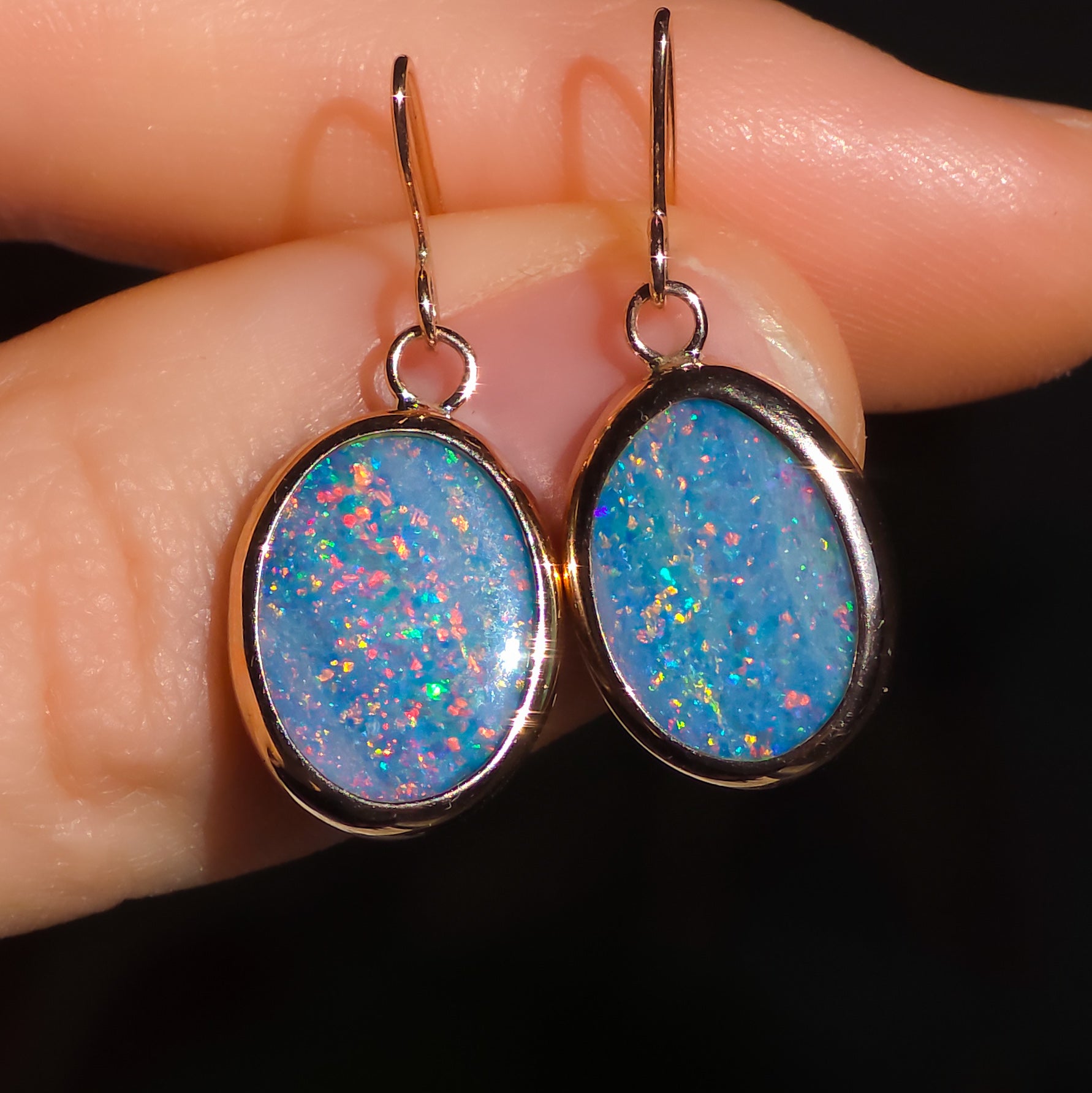 TRAMONTO | Pink 14K Rose Gold Coober Pedy Opal Pendant and Earring set