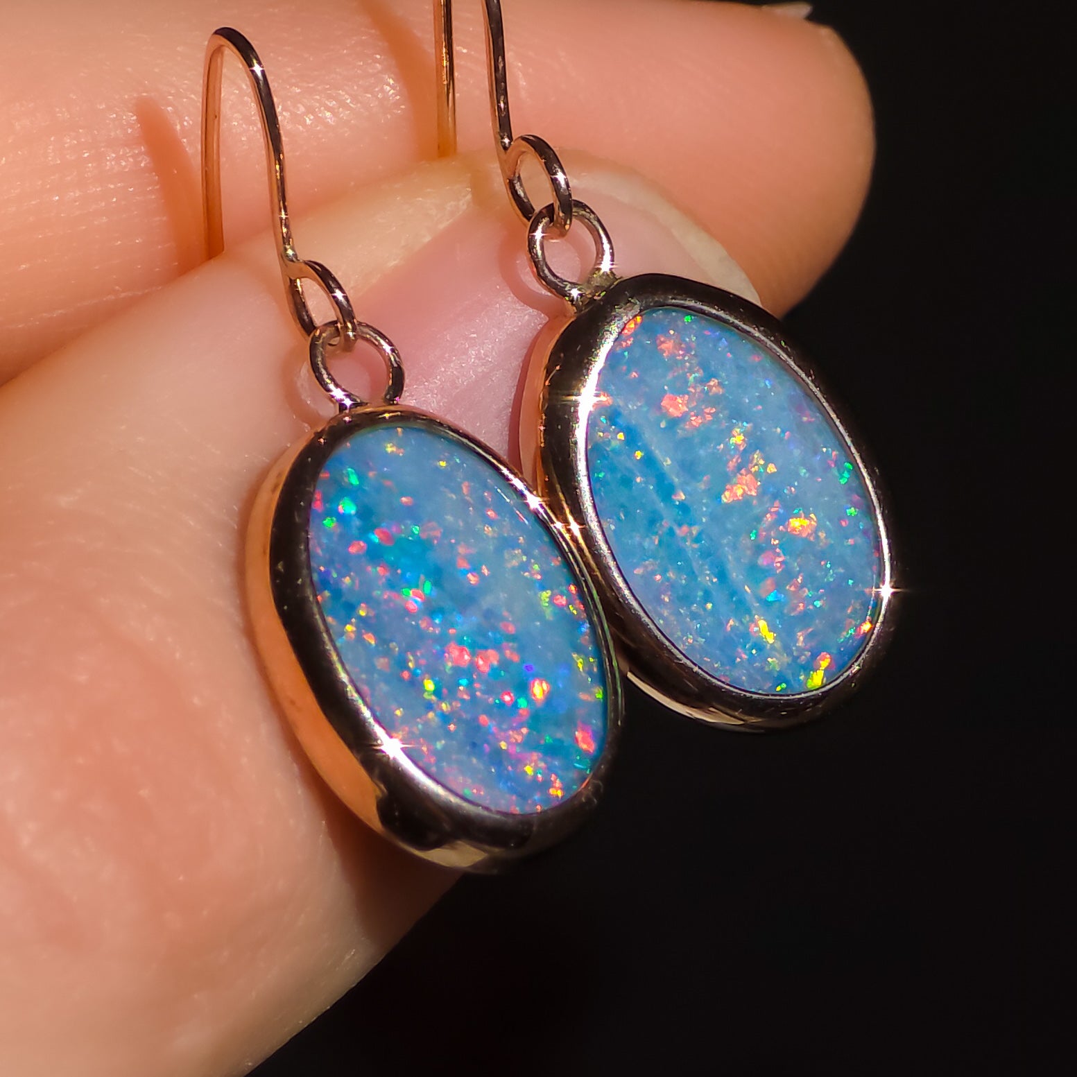 TRAMONTO | Pink 14K Rose Gold Coober Pedy Opal Pendant and Earring set
