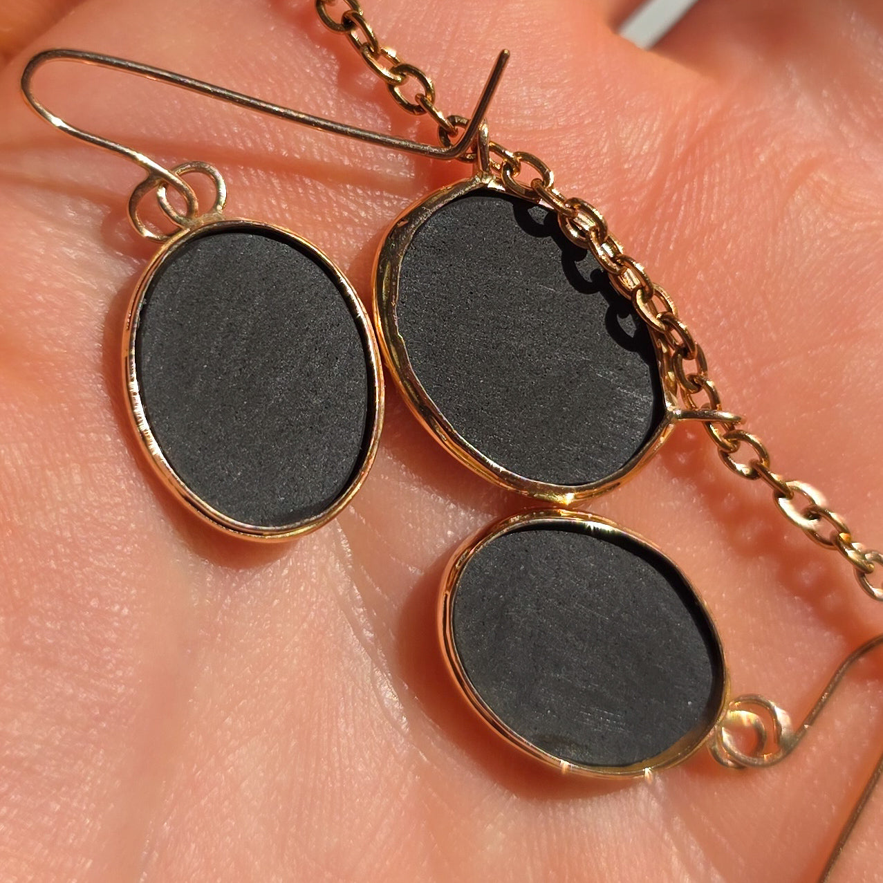 TRAMONTO | Pink 14K Rose Gold Coober Pedy Opal Pendant and Earring set