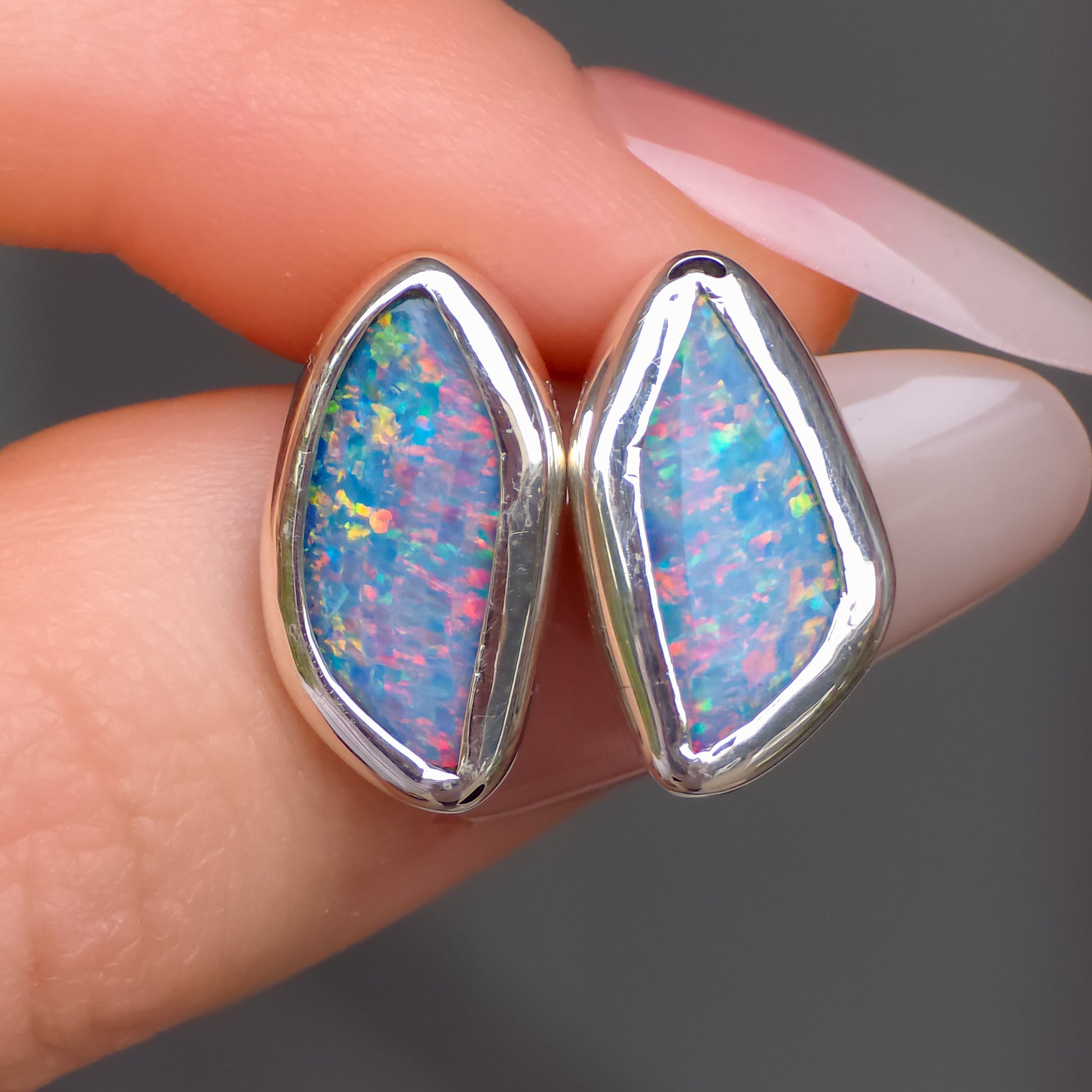 ORCHID | Australian Opal Doublet Studs, Rainbow Opal, Coober Pedy Earrings