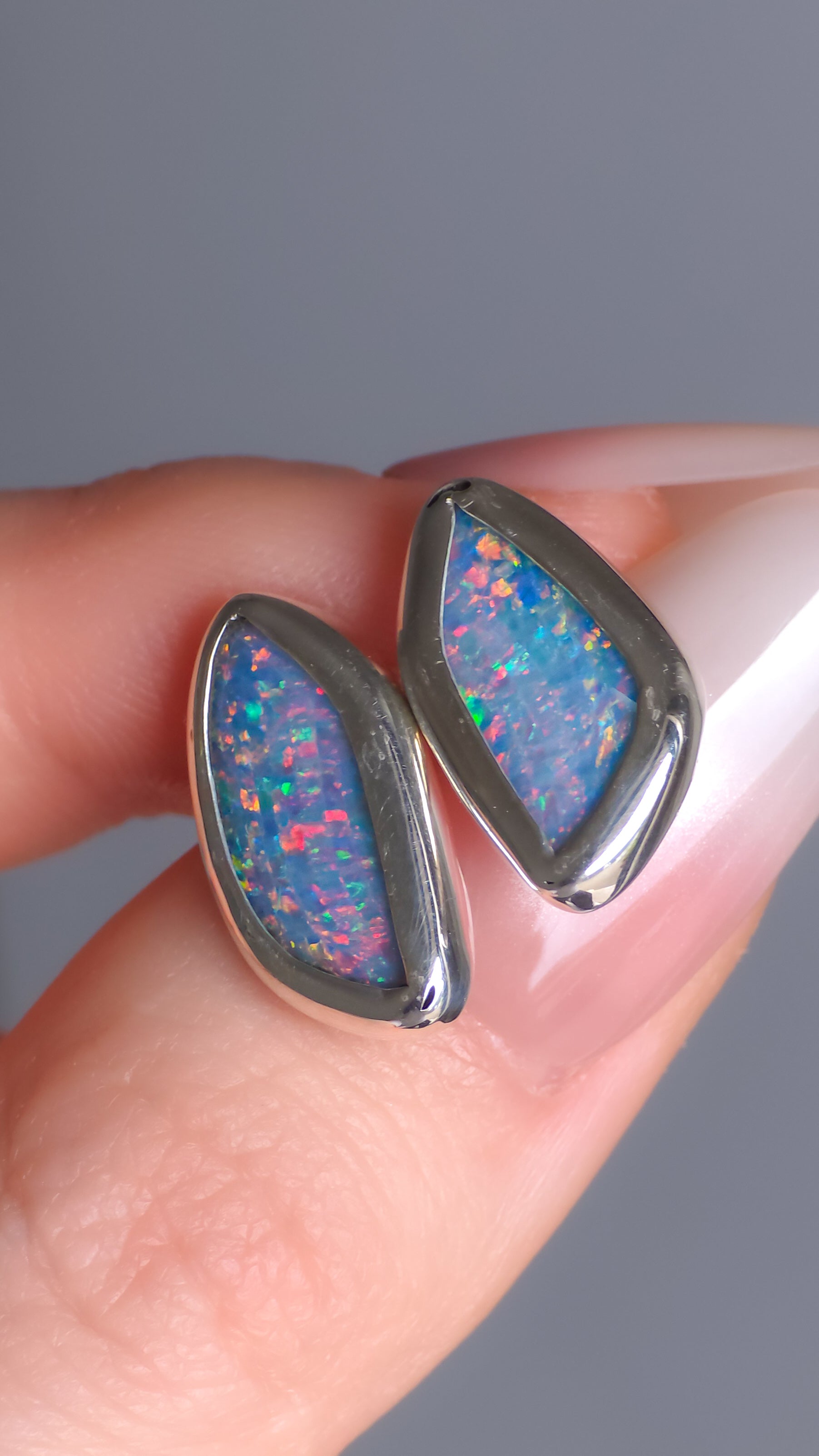 ORCHID | Australian Opal Doublet Studs, Rainbow Opal, Coober Pedy Earrings