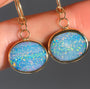 AURELIE | 14K Gold Australian Opal Doublet Earrings, Coober Pedy Dangle Hoops