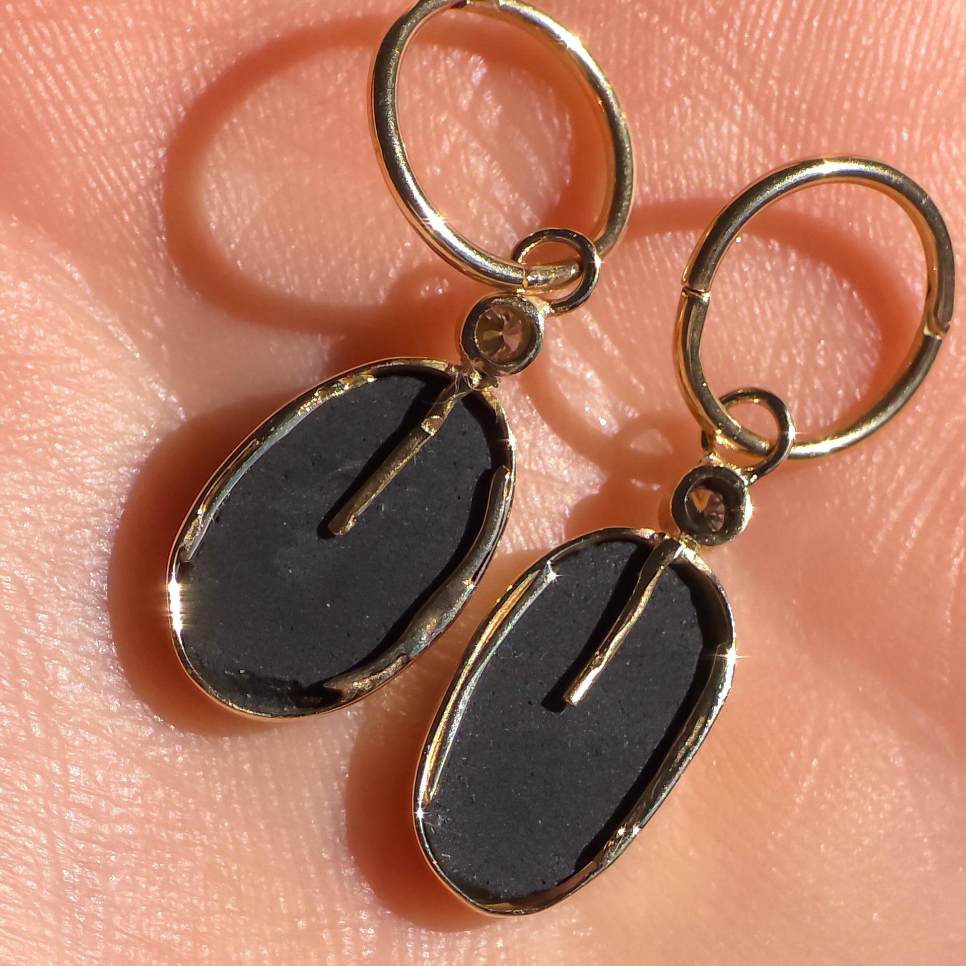 ELDORA | 14K Gold Australian Opal and Diamond Earrings, Coober Pedy Charm Earrings, Solid Hoops