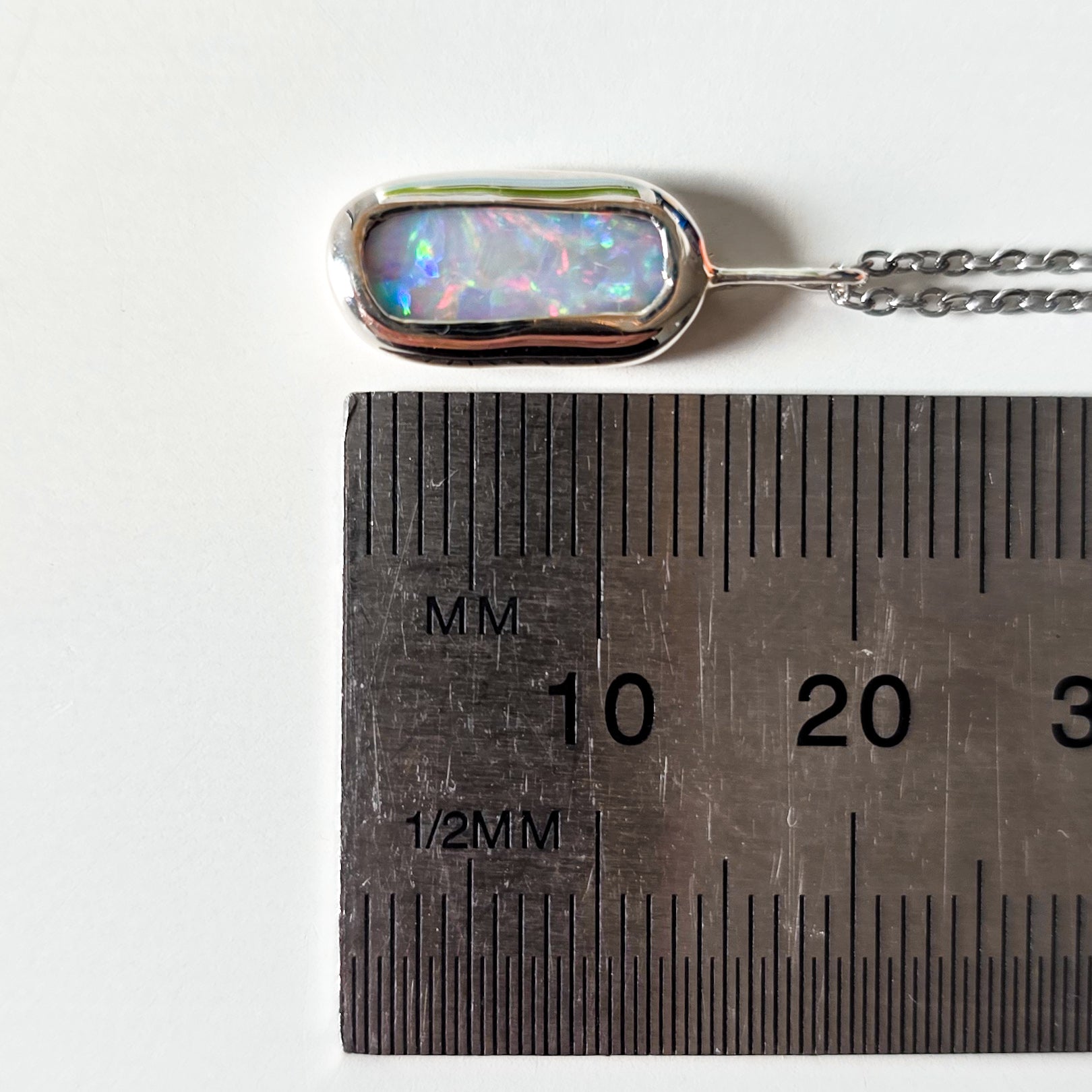 LUCENT | Solid Coober Pedy Opal Pendant, Silver Australian Grey Crystal Opal, 1.6ct