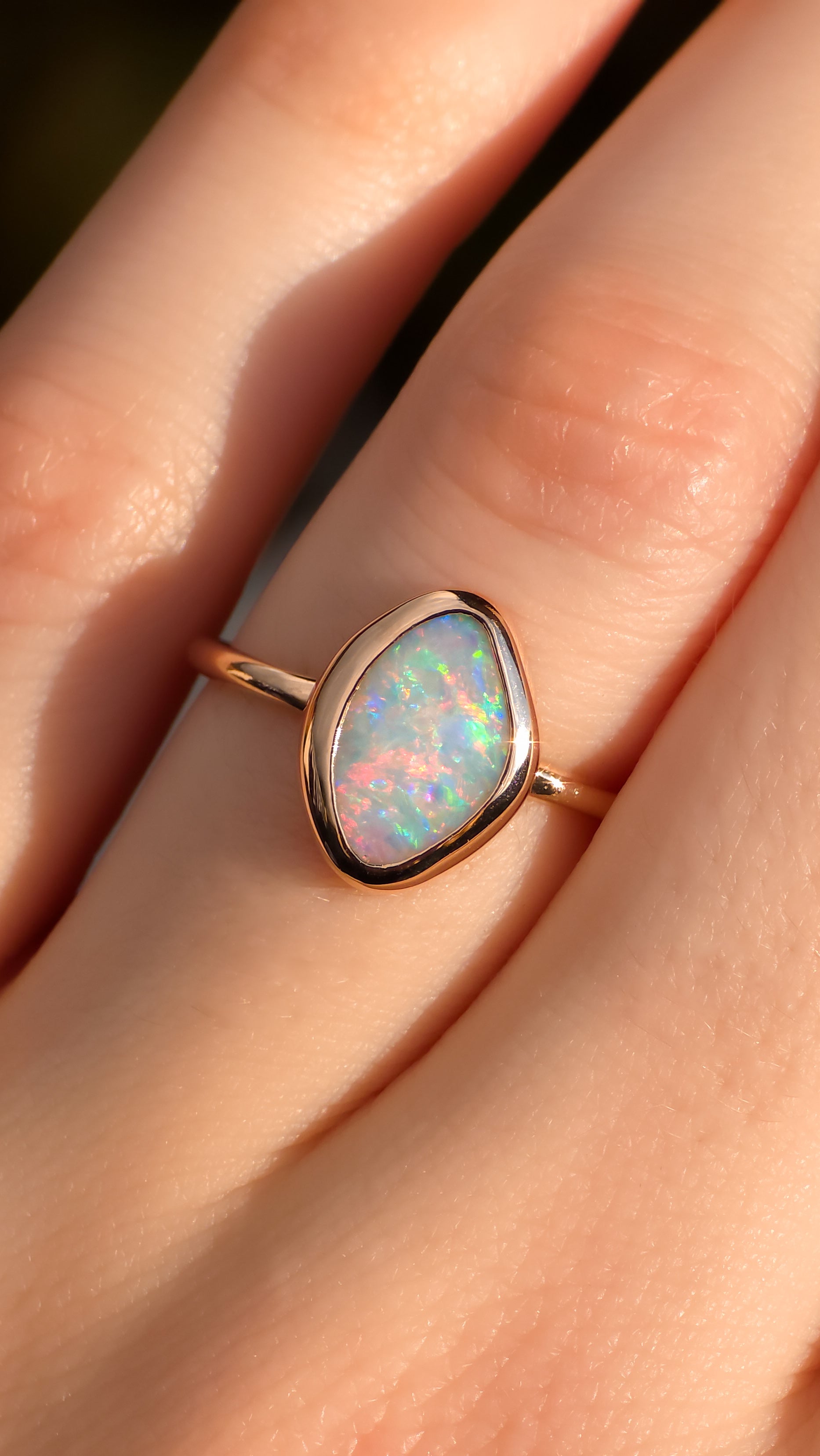 PETUNIA | Pink 14K Rose Gold Solid Australian Coober Pedy Opal Ring / Dainty Minimal Jewelry