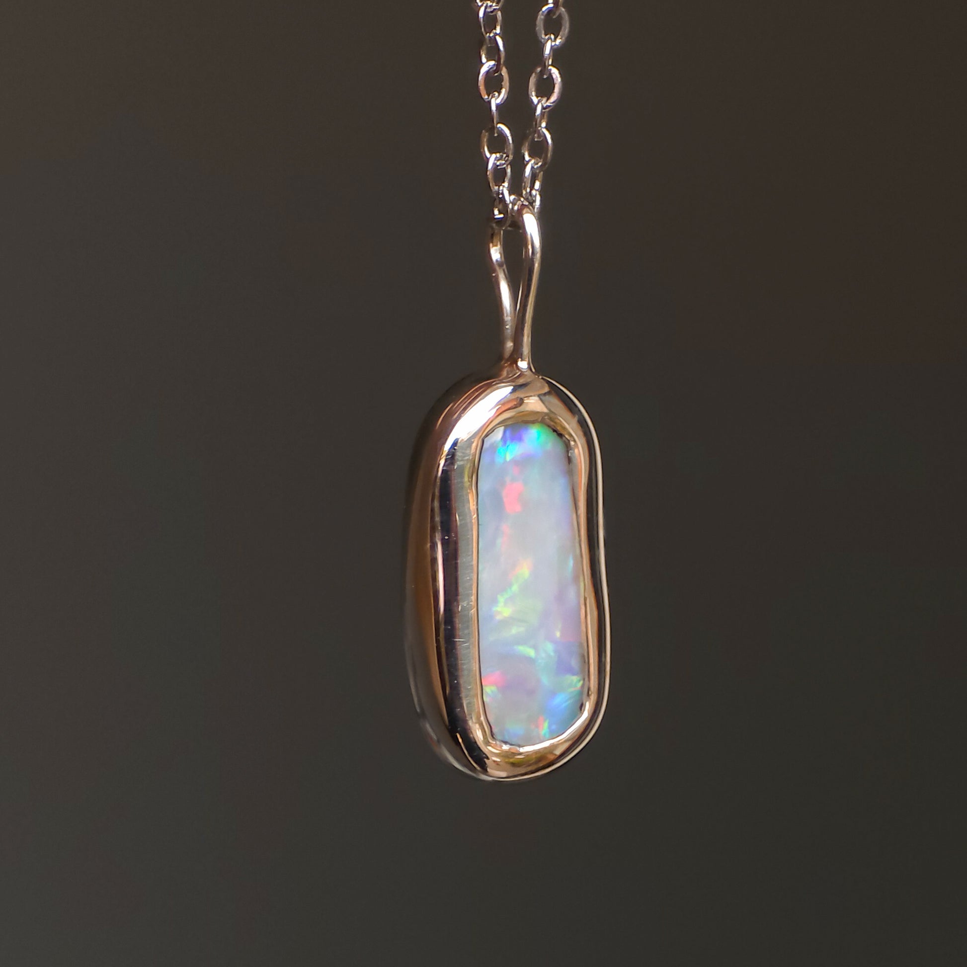 LUCENT | Solid Coober Pedy Opal Pendant, Silver Australian Grey Crystal Opal, 1.6ct