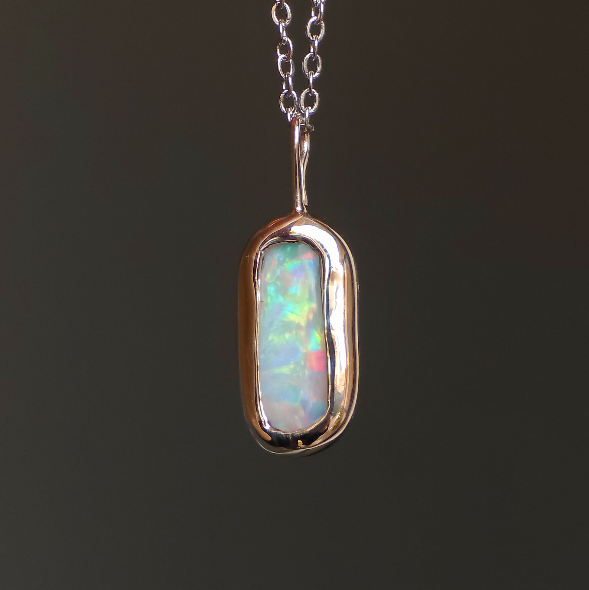 LUCENT | Solid Coober Pedy Opal Pendant, Silver Australian Grey Crystal Opal, 1.6ct