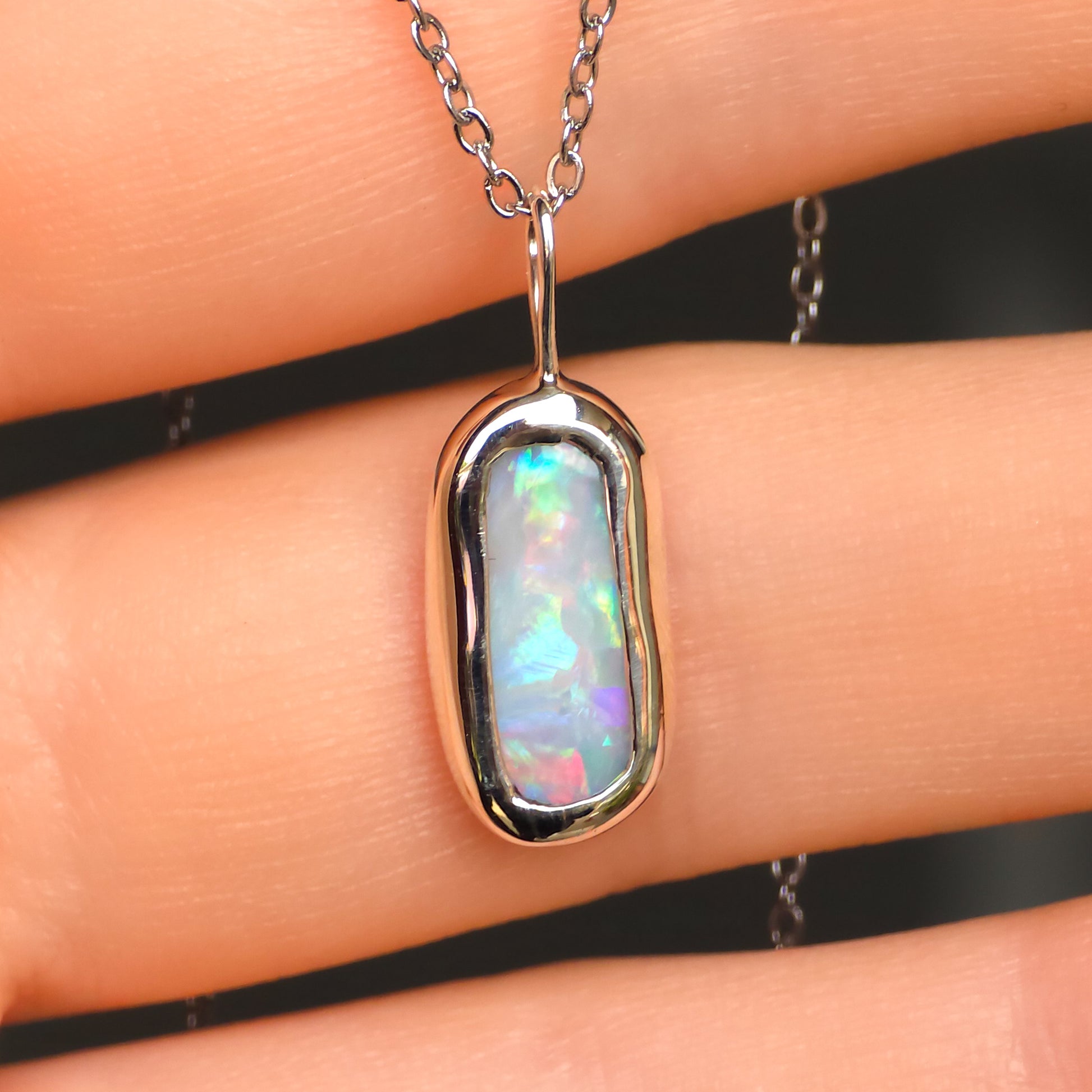 LUCENT | Solid Coober Pedy Opal Pendant, Silver Australian Grey Crystal Opal, 1.6ct
