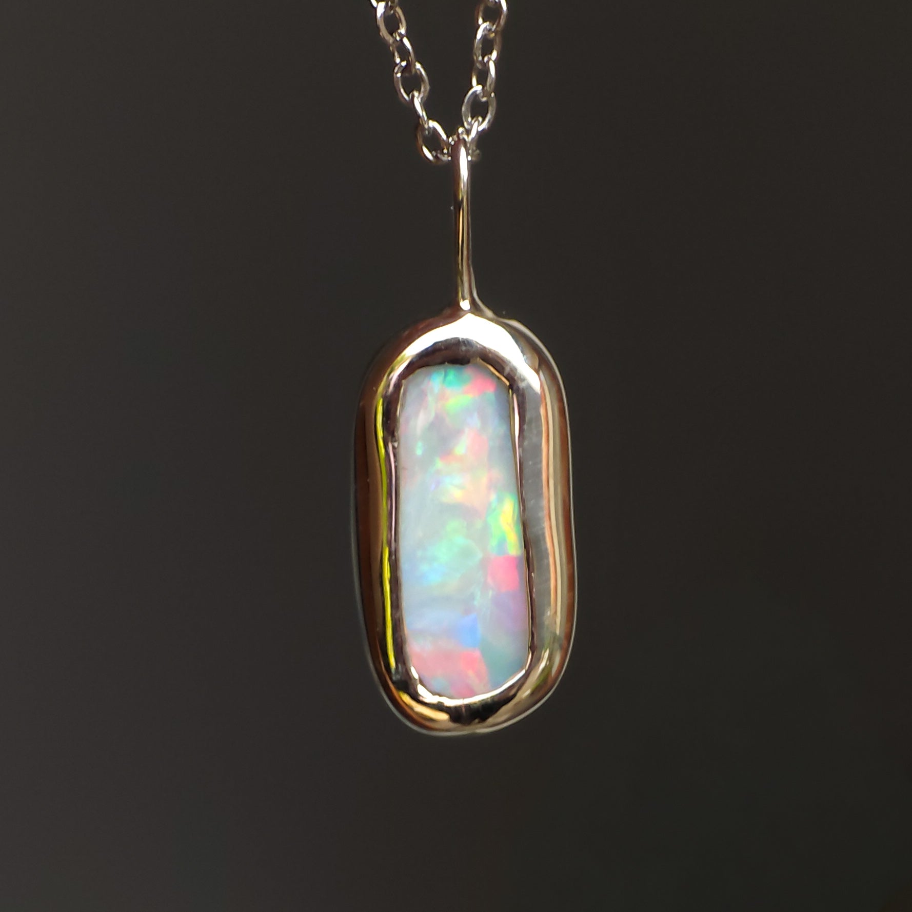 LUCENT | Solid Coober Pedy Opal Pendant, Silver Australian Grey Crystal Opal, 1.6ct