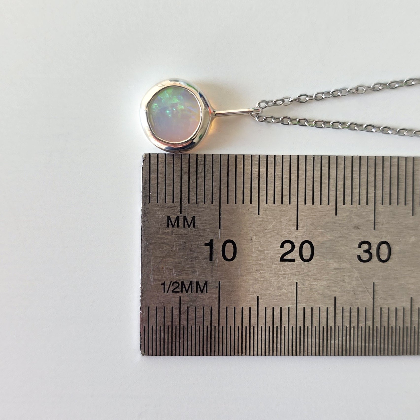 LAZULI | Solid Coober Pedy Opal Pendant, Silver Australian Crystal Opal, 0.6ct