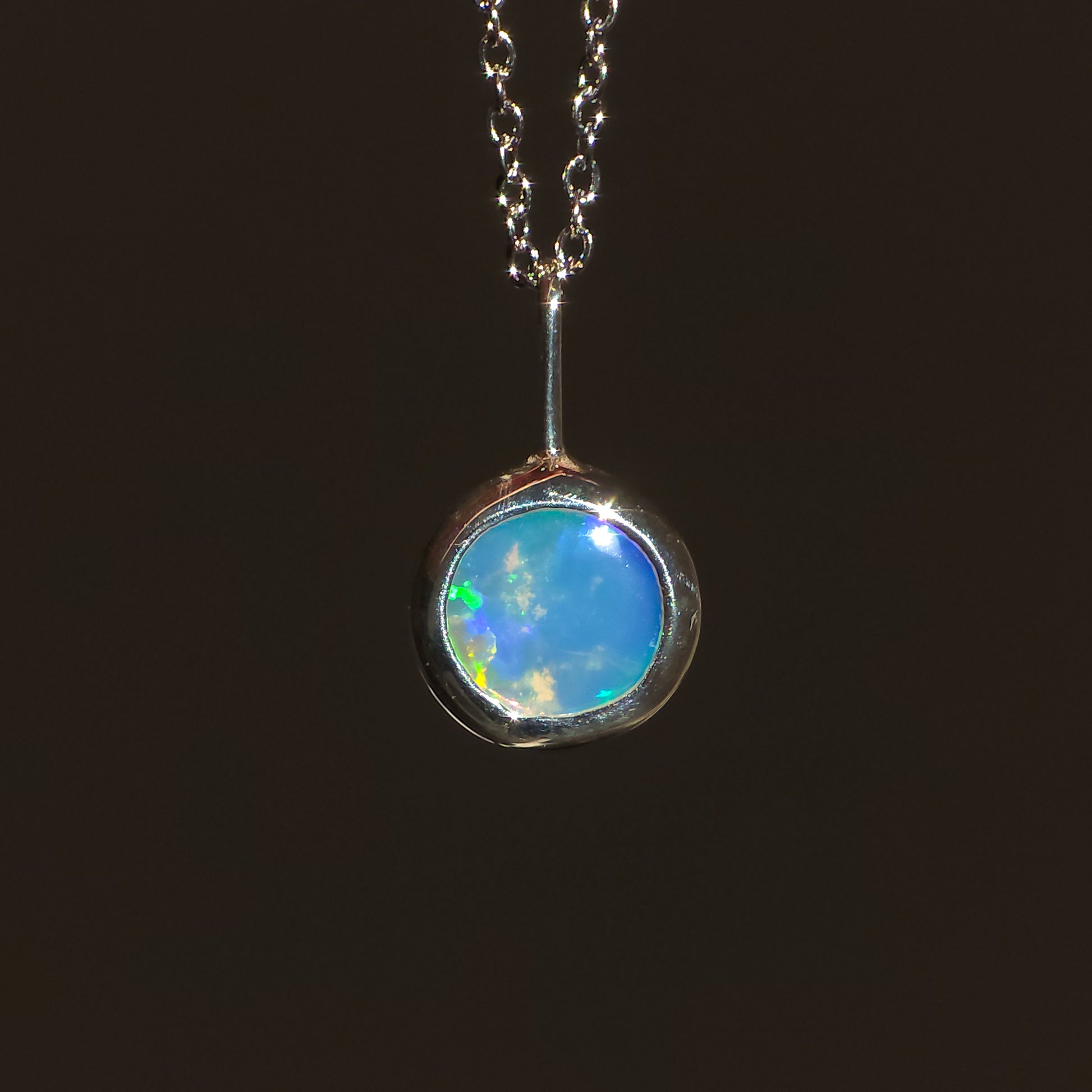 LAZULI | Solid Coober Pedy Opal Pendant, Silver Australian Crystal Opal, 0.6ct
