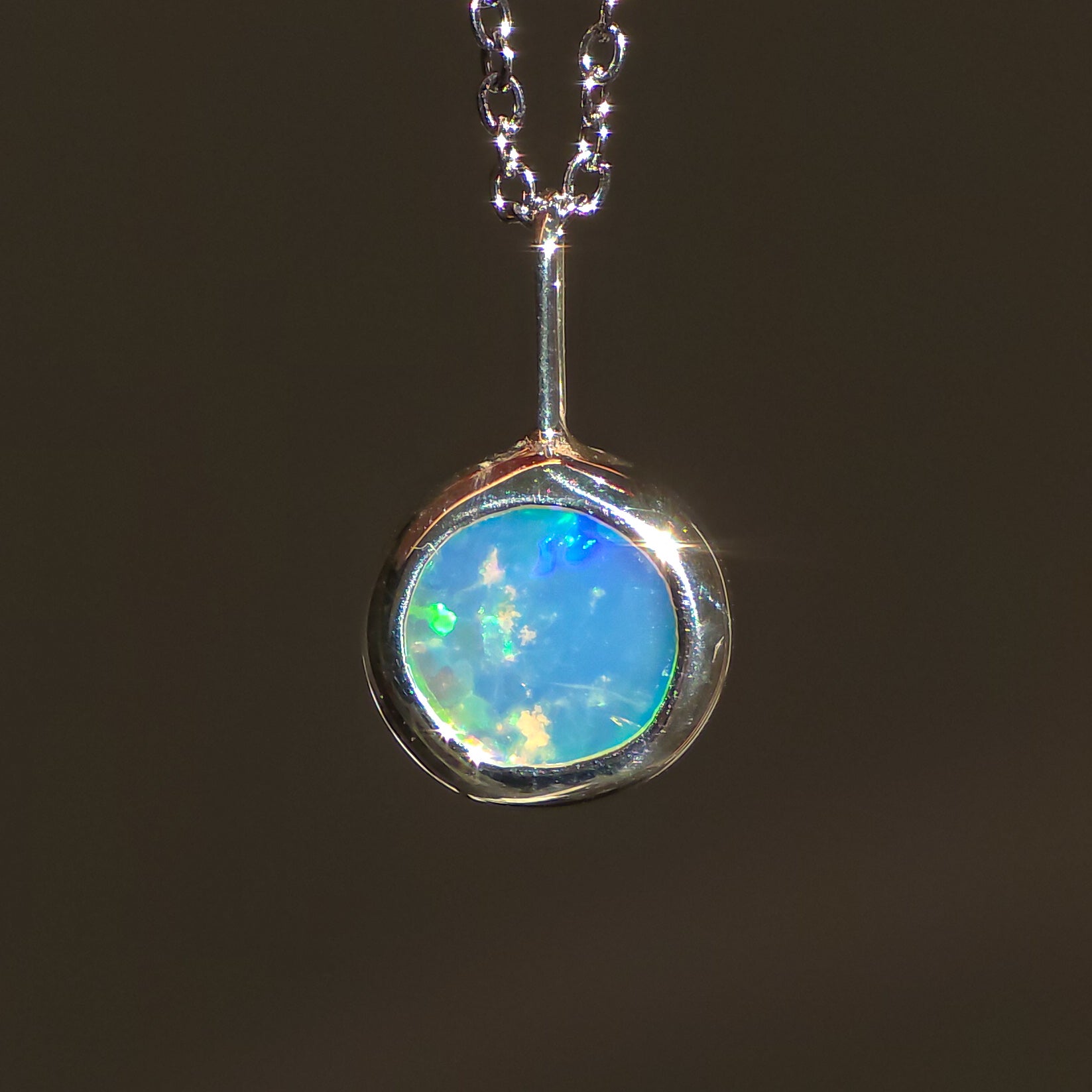LAZULI | Solid Coober Pedy Opal Pendant, Silver Australian Crystal Opal, 0.6ct
