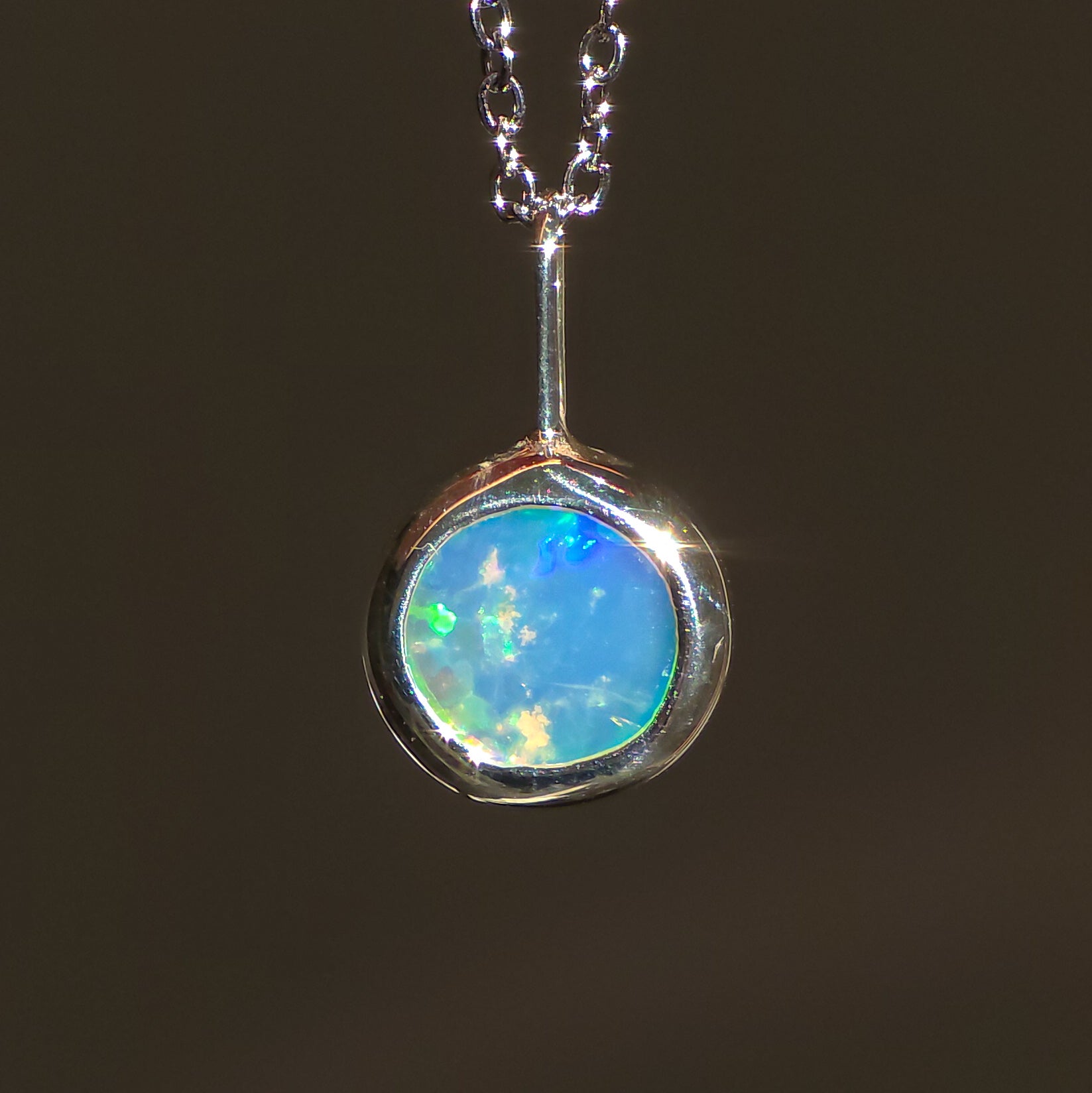LAZULI | Solid Coober Pedy Opal Pendant, Silver Australian Crystal Opal, 0.6ct