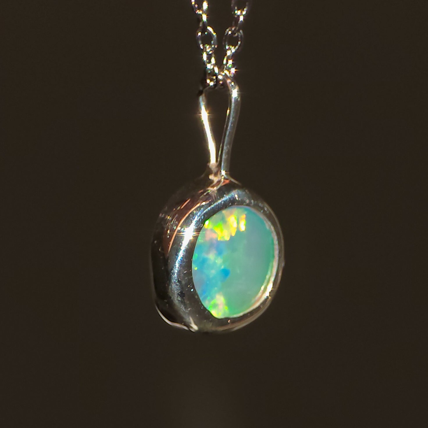 LAZULI | Solid Coober Pedy Opal Pendant, Silver Australian Crystal Opal, 0.6ct