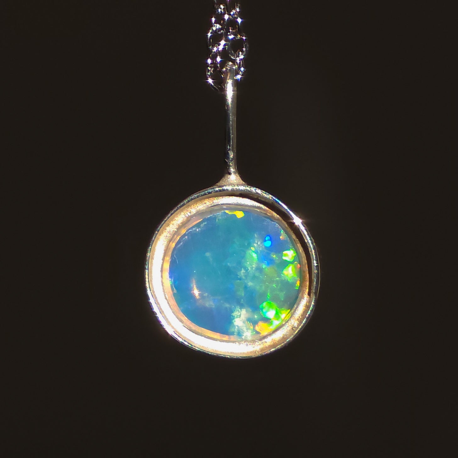 LAZULI | Solid Coober Pedy Opal Pendant, Silver Australian Crystal Opal, 0.6ct