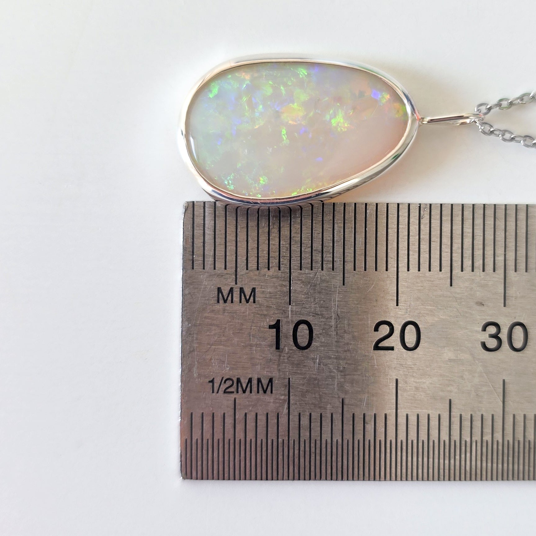 VIRIDESCENT | Solid Coober Pedy Opal Pendant, Silver Australian Grey Crystal Opal, 6.6ct