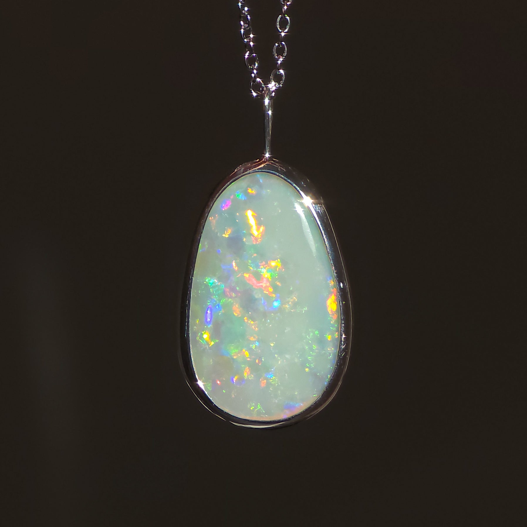 VIRIDESCENT | Solid Coober Pedy Opal Pendant, Silver Australian Grey Crystal Opal, 6.6ct