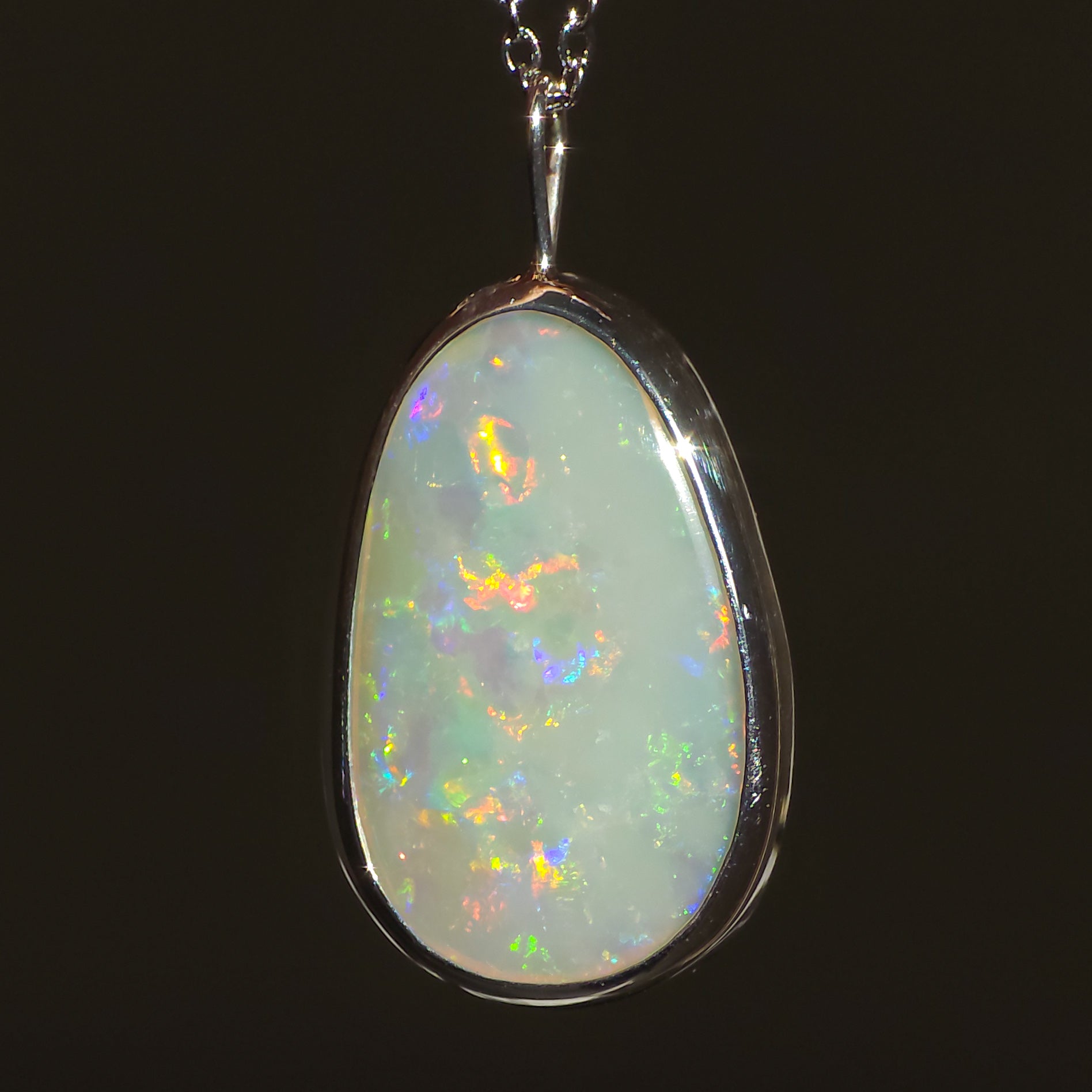 VIRIDESCENT | Solid Coober Pedy Opal Pendant, Silver Australian Grey Crystal Opal, 6.6ct
