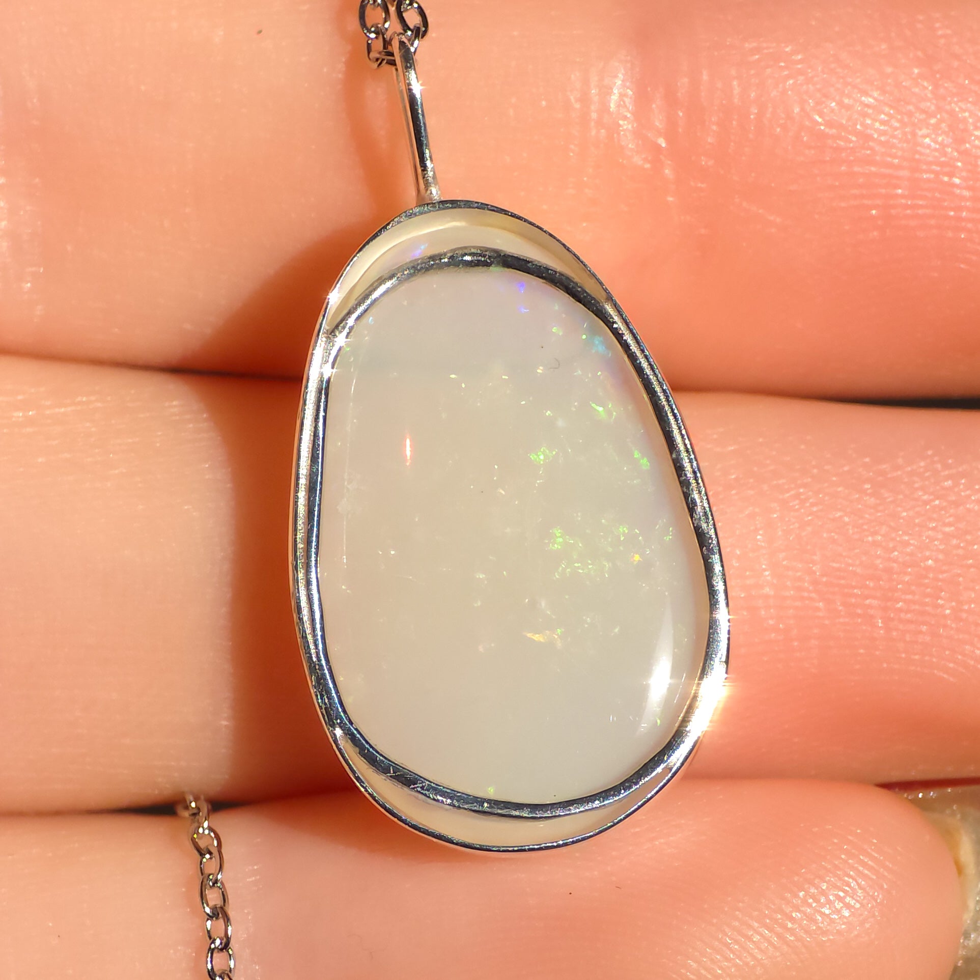 VIRIDESCENT | Solid Coober Pedy Opal Pendant, Silver Australian Grey Crystal Opal, 6.6ct