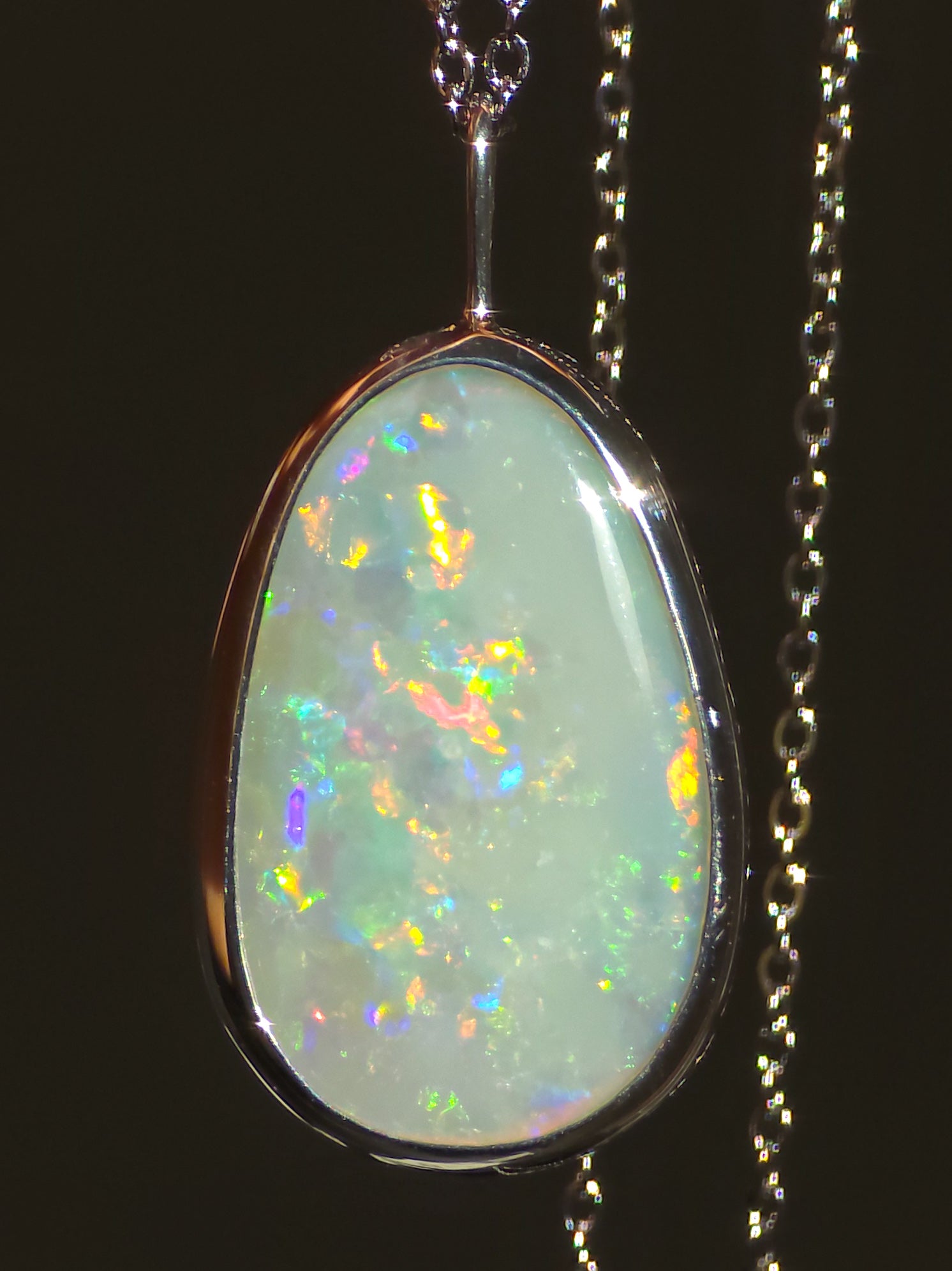 VIRIDESCENT | Solid Coober Pedy Opal Pendant, Silver Australian Grey Crystal Opal, 6.6ct